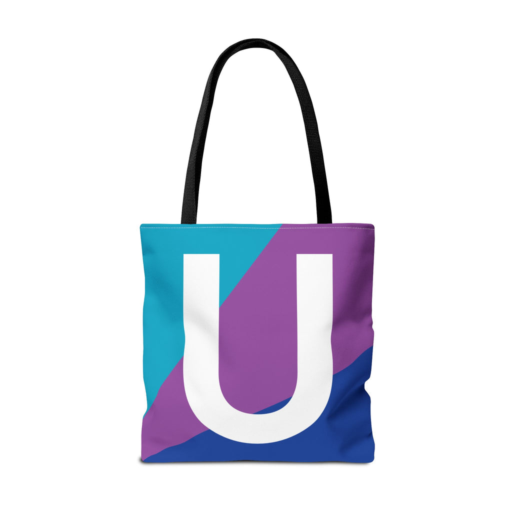 Monogram 'U' Colorblock Tote Bag — Personalized Initial U Shoulder Tote