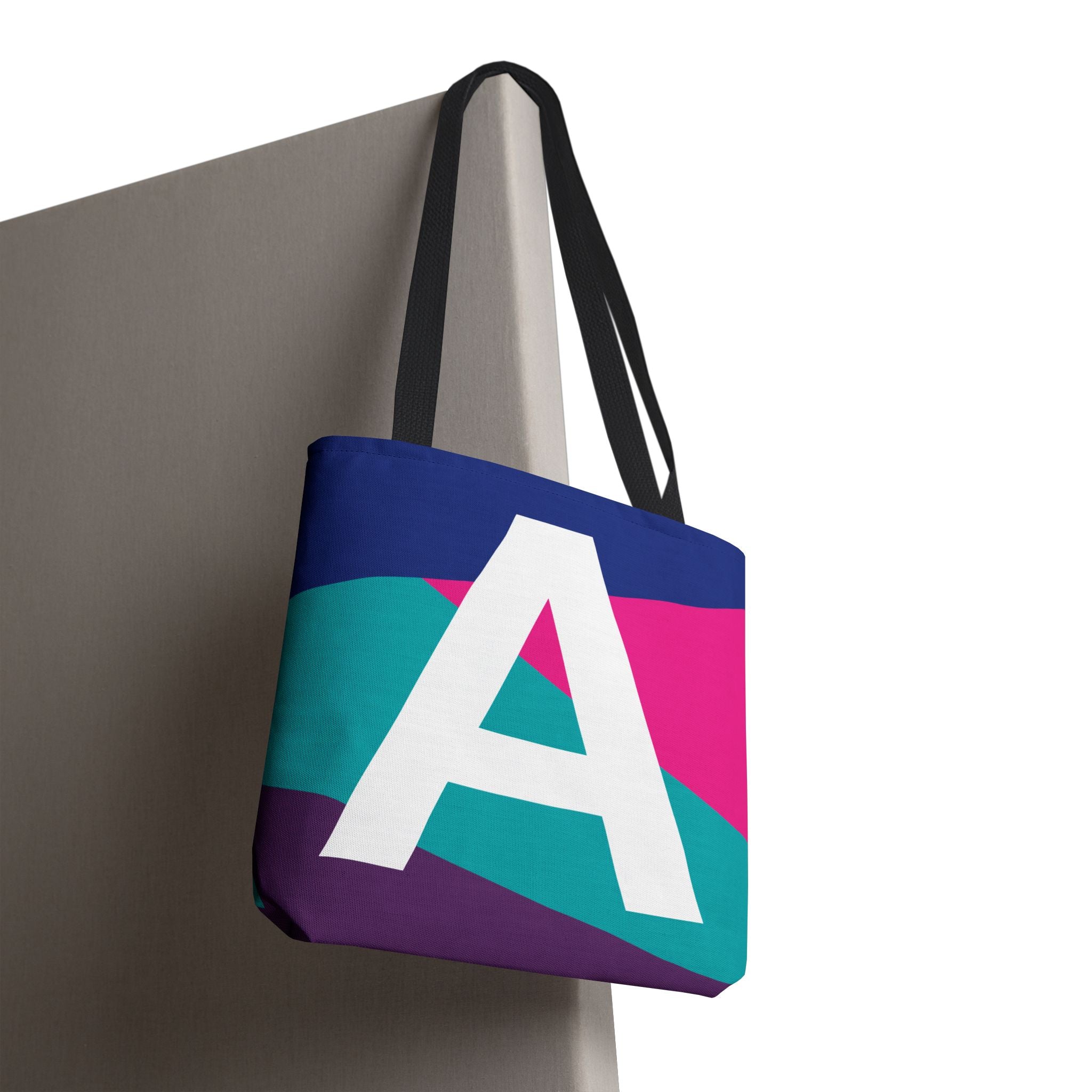 Monogram 'A' Colorblock Tote Bag — Personalized Initial A Shoulder Tote