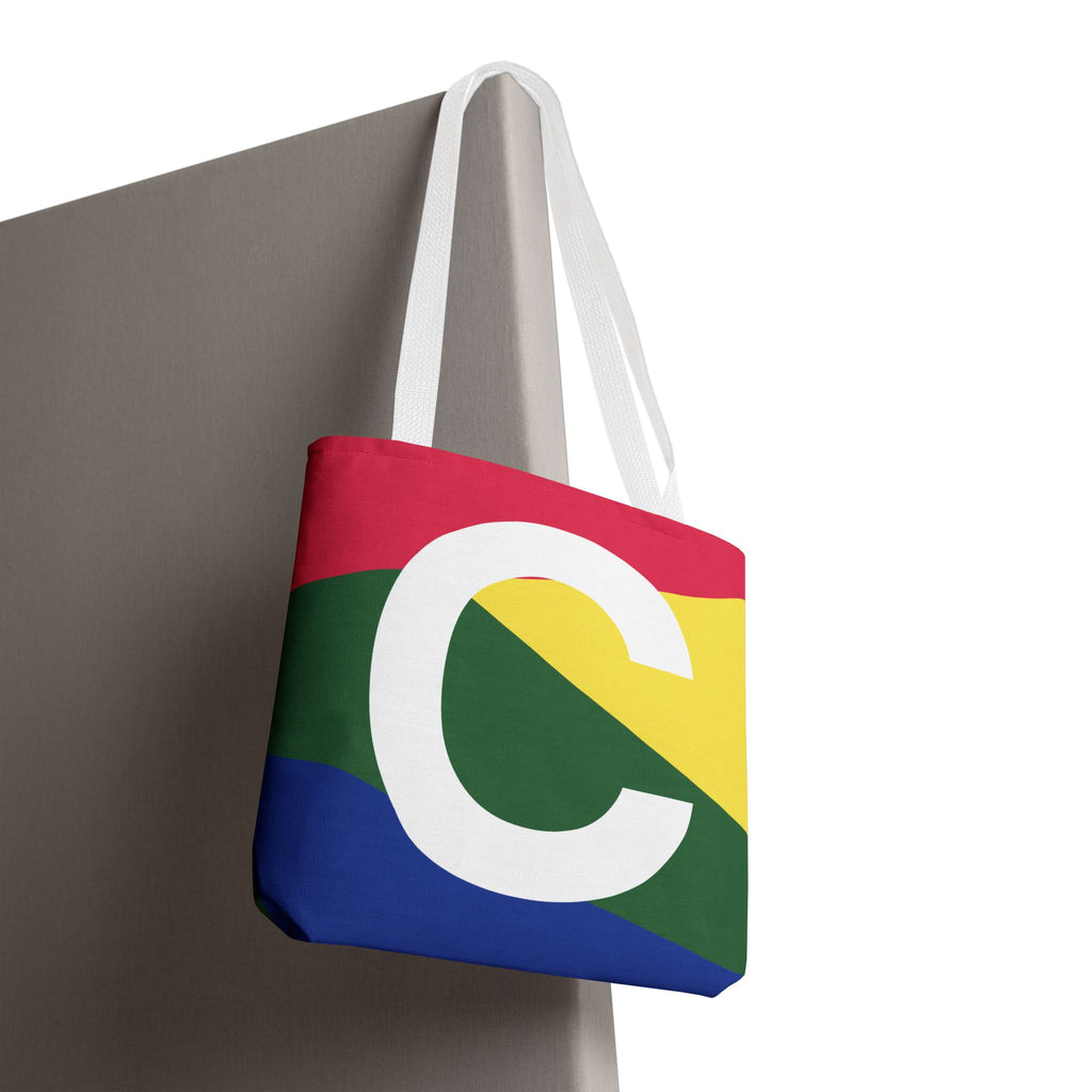 Monogram 'C' Colorblock Tote Bag — Personalized Initial C Shoulder Tote