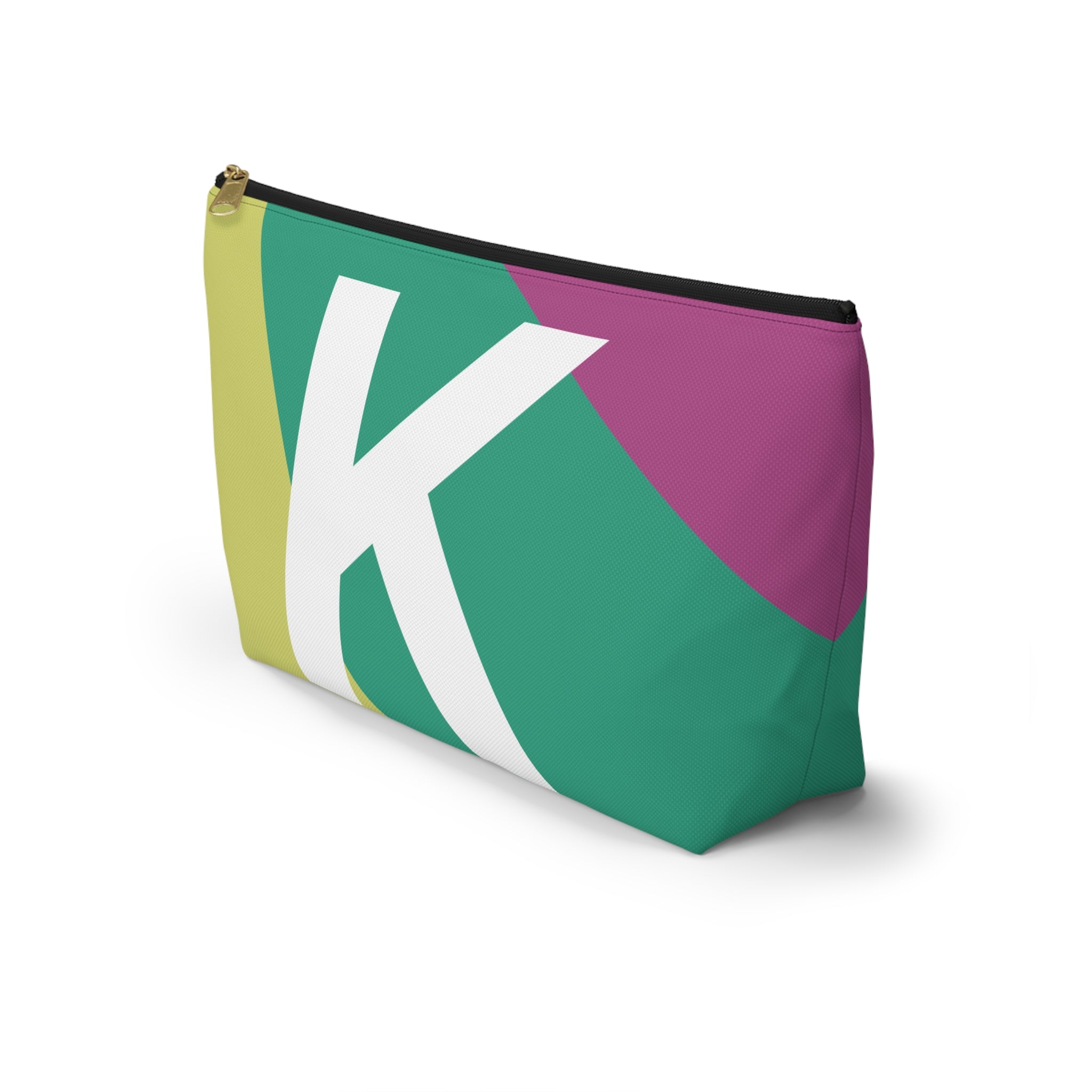 Initials Colorblock Accessory Pouch — Monogram K T-Bottom Cosmetic Bag