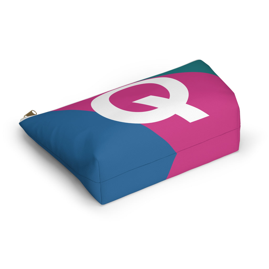 Initials Colorblock Accessory Pouch — Monogram Q T-Bottom Cosmetic Bag