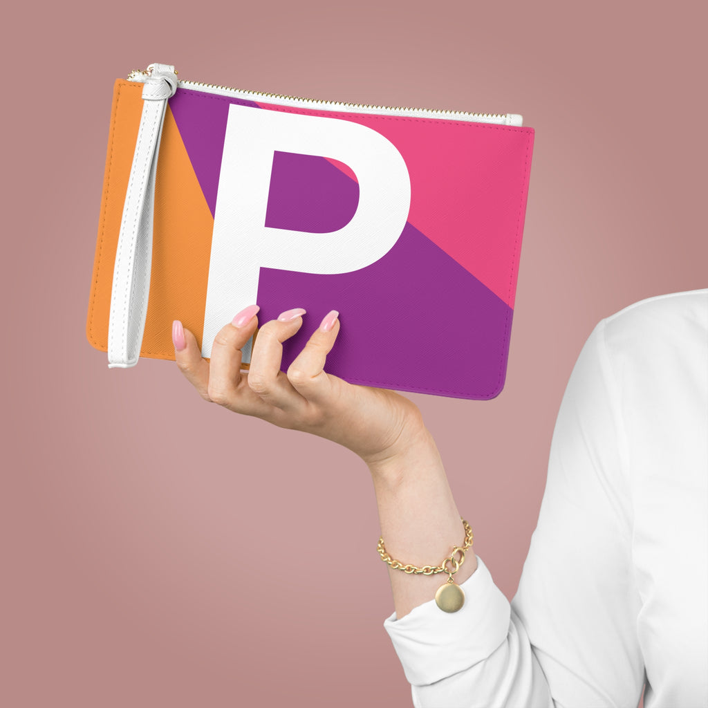 Monogram 'P' Colorblock Clutch Bag — Bold Geometric Wristlet for Everyday & Gifts