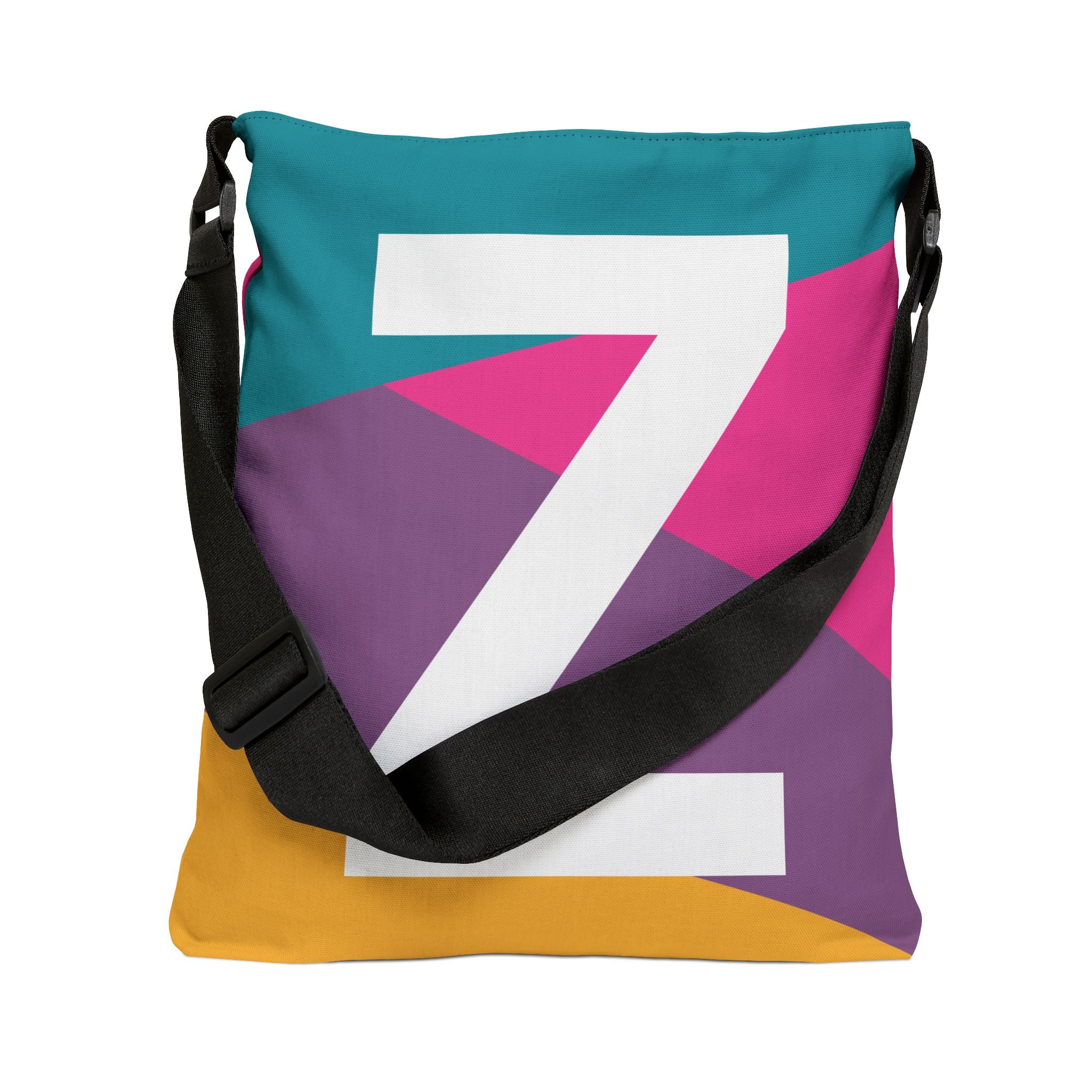 Initial Letter 'Z' Colorblock Adjustable Tote Bag — Monogram Alphabet Shoulder Bag