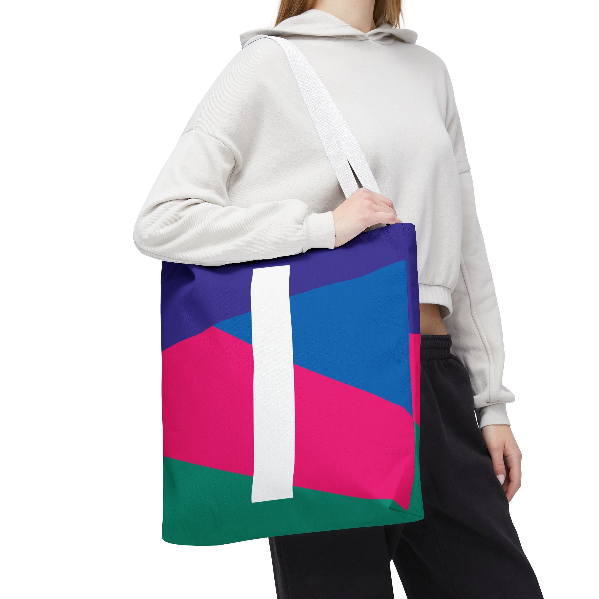 Monogram 'I' Colorblock Tote Bag — Personalized Initial I Shoulder Tote