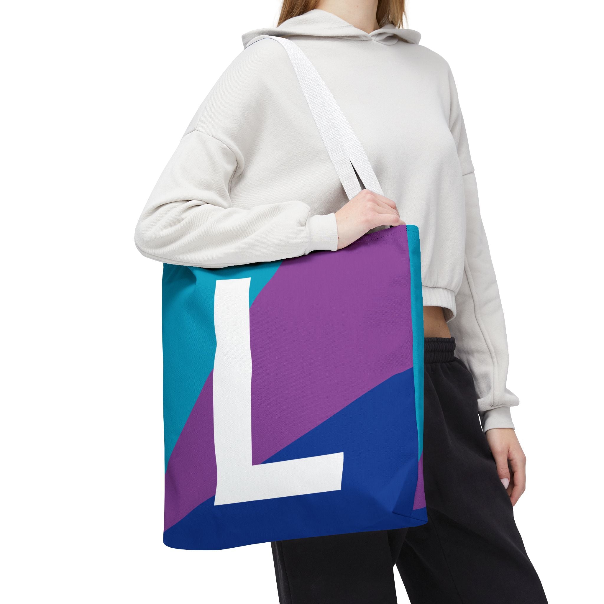 Monogram 'L' Colorblock Tote Bag — Personalized Initial L Shoulder Tote