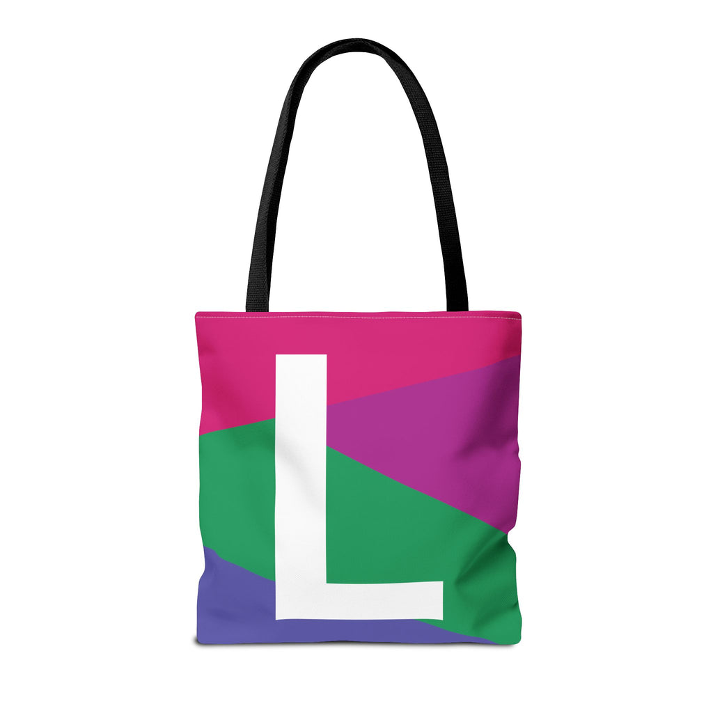 Monogram 'L' Colorblock Tote Bag — Personalized Initial L Shoulder Tote