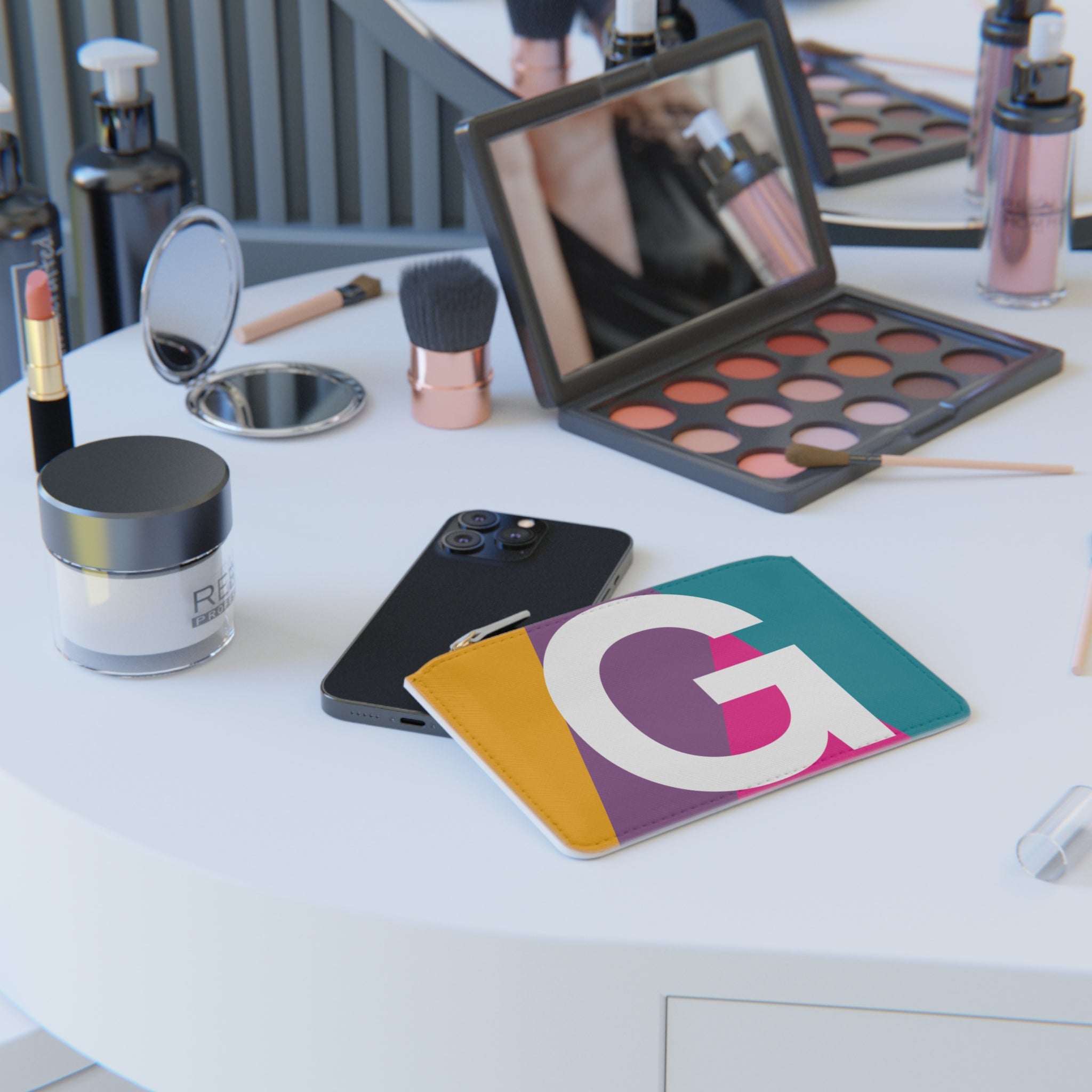 Initial G Mini Clutch — Colorblock Monogram Wristlet Wallet