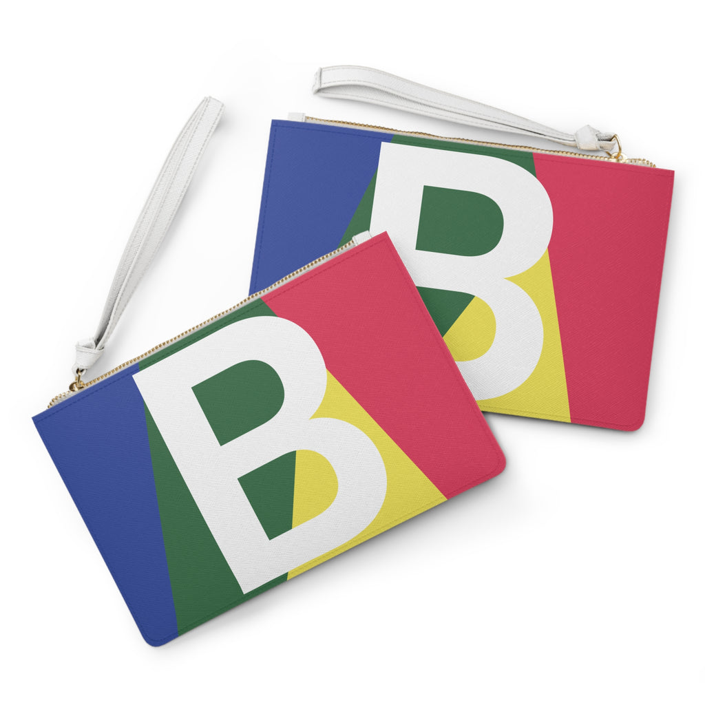 Monogram 'B' Colorblock Clutch Bag — Bold Geometric Wristlet for Everyday & Gifts
