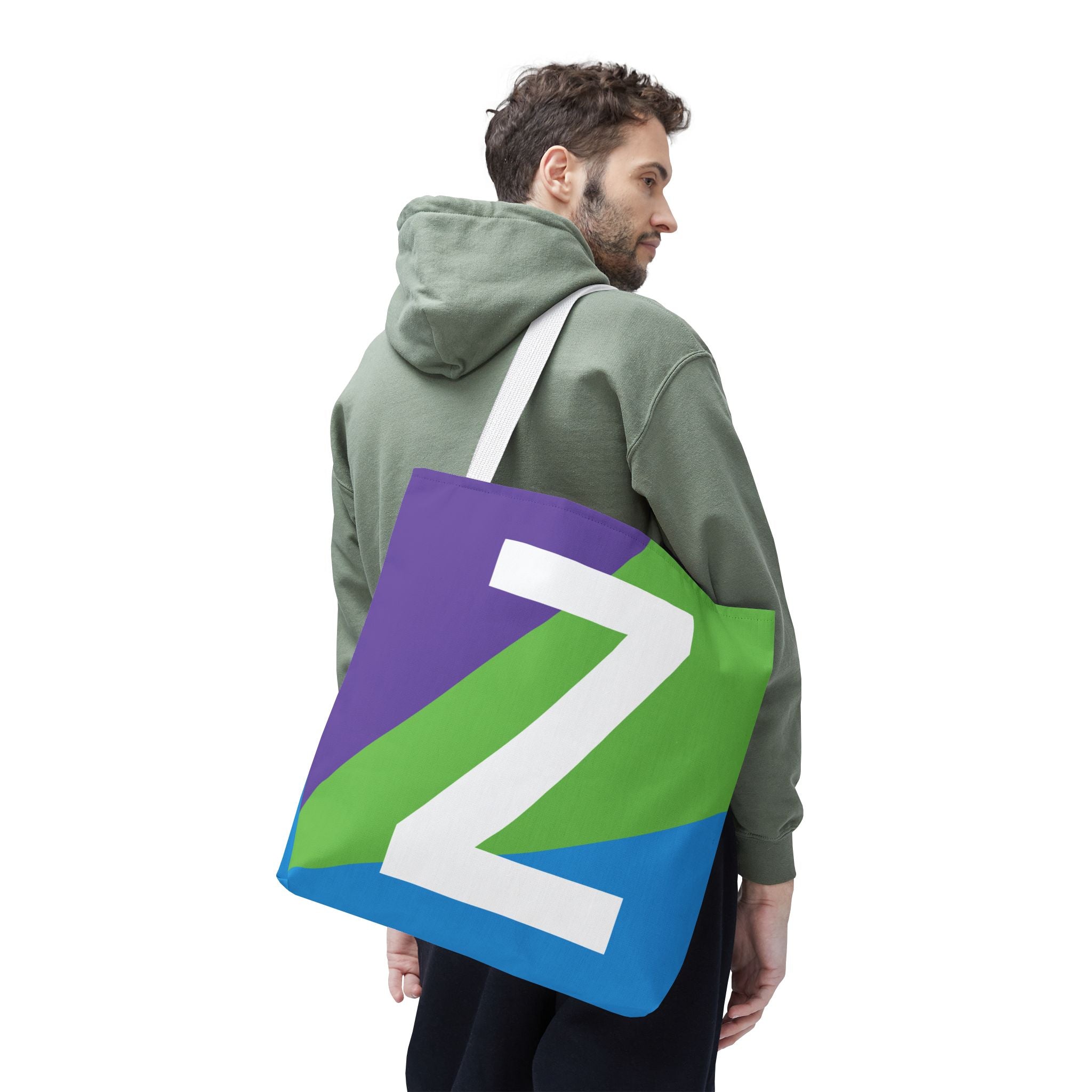 Monogram 'Z' Colorblock Tote Bag — Personalized Initial Z Shoulder Tote