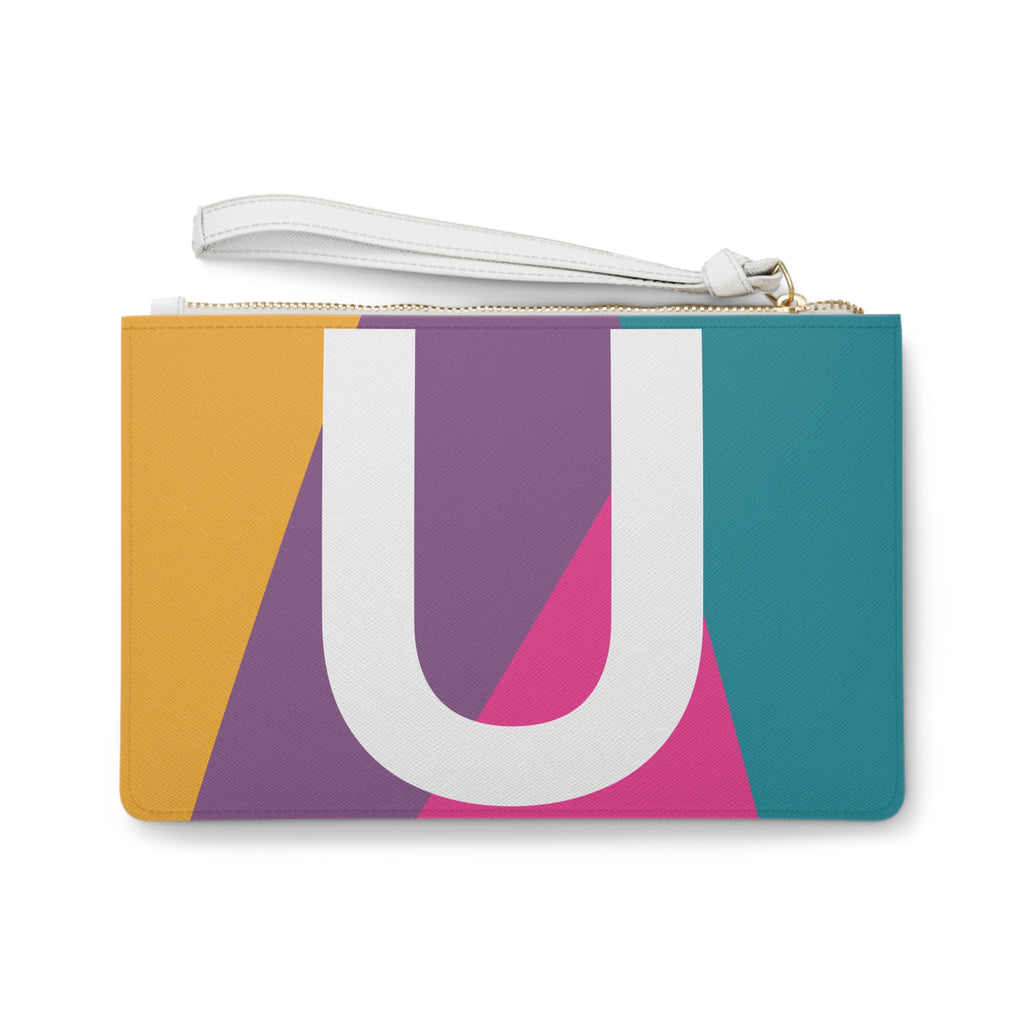Monogram 'U' Colorblock Clutch Bag — Bold Geometric Wristlet for Everyday & Gifts