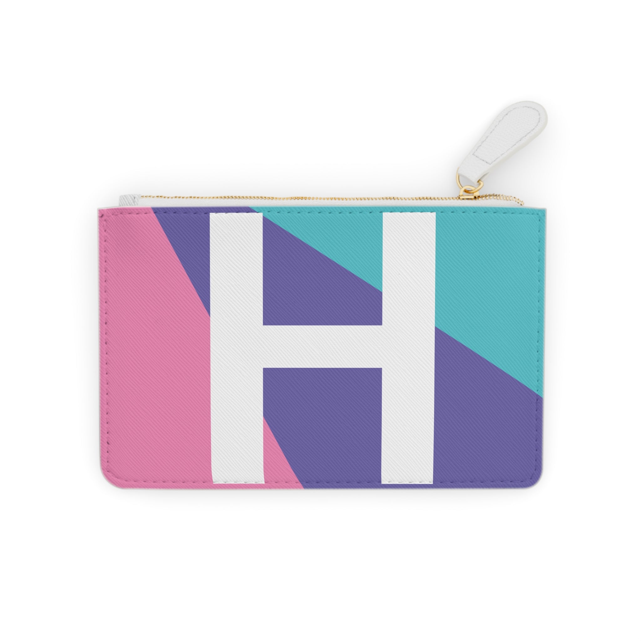 Initial H Mini Clutch — Colorblock Monogram Wristlet Wallet