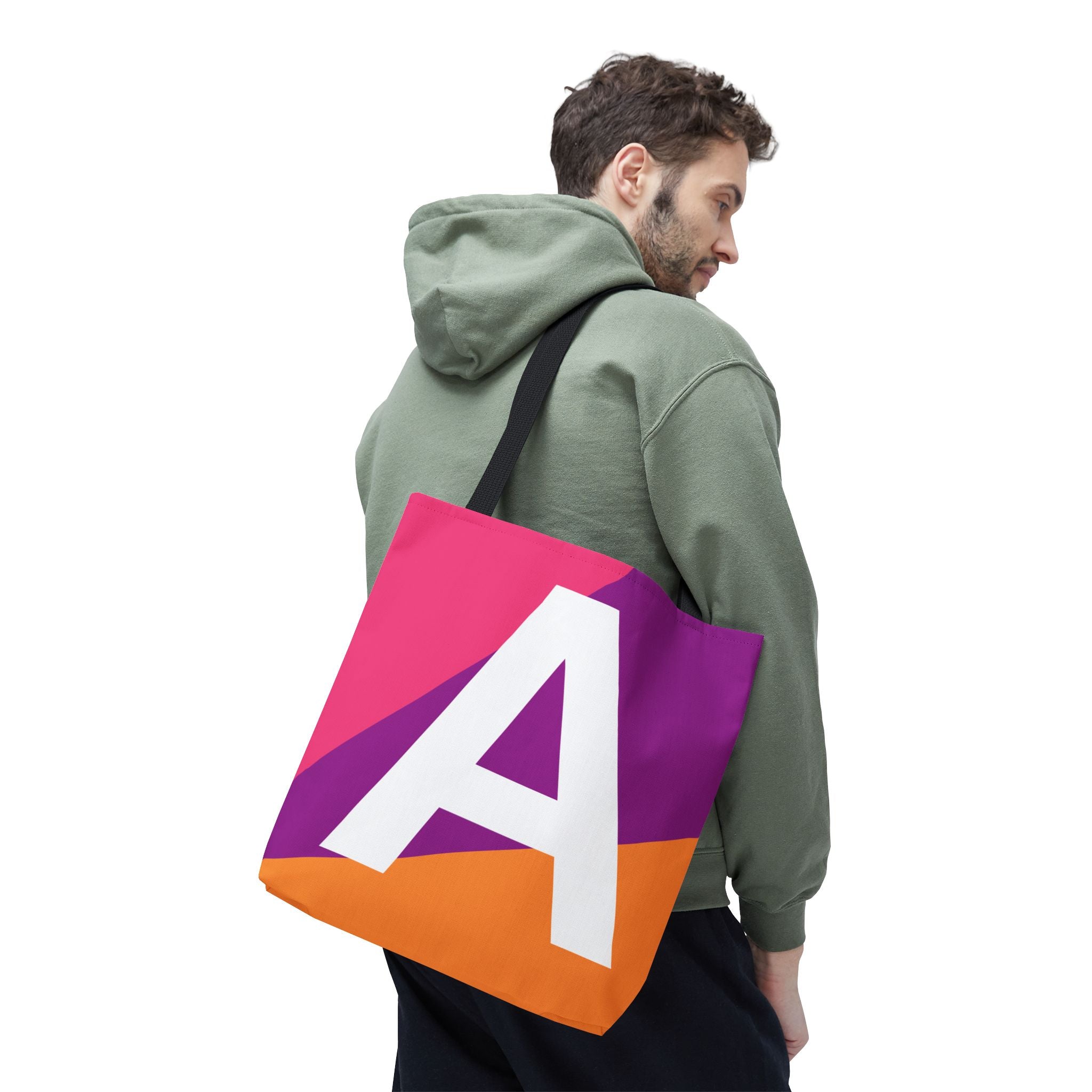 Monogram 'A' Colorblock Tote Bag — Personalized Initial A Shoulder Tote