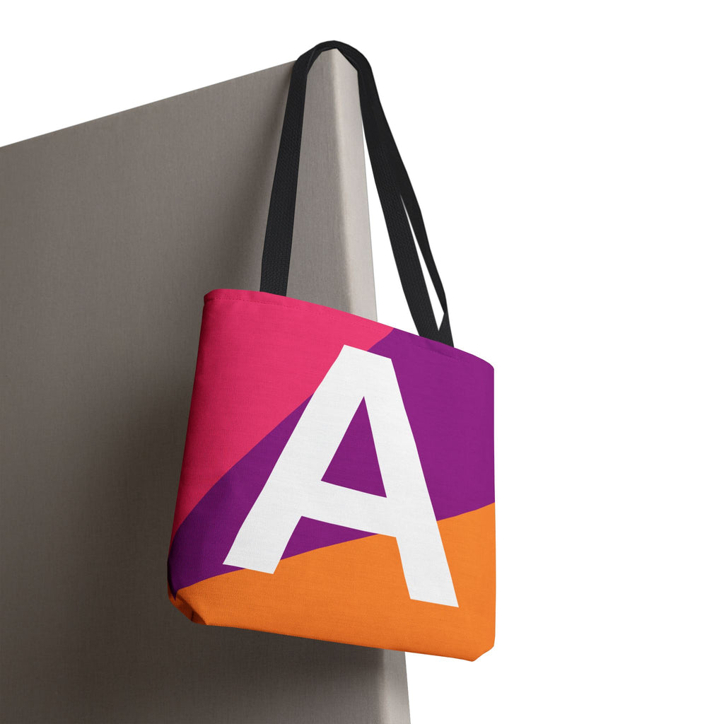 Monogram 'A' Colorblock Tote Bag — Personalized Initial A Shoulder Tote