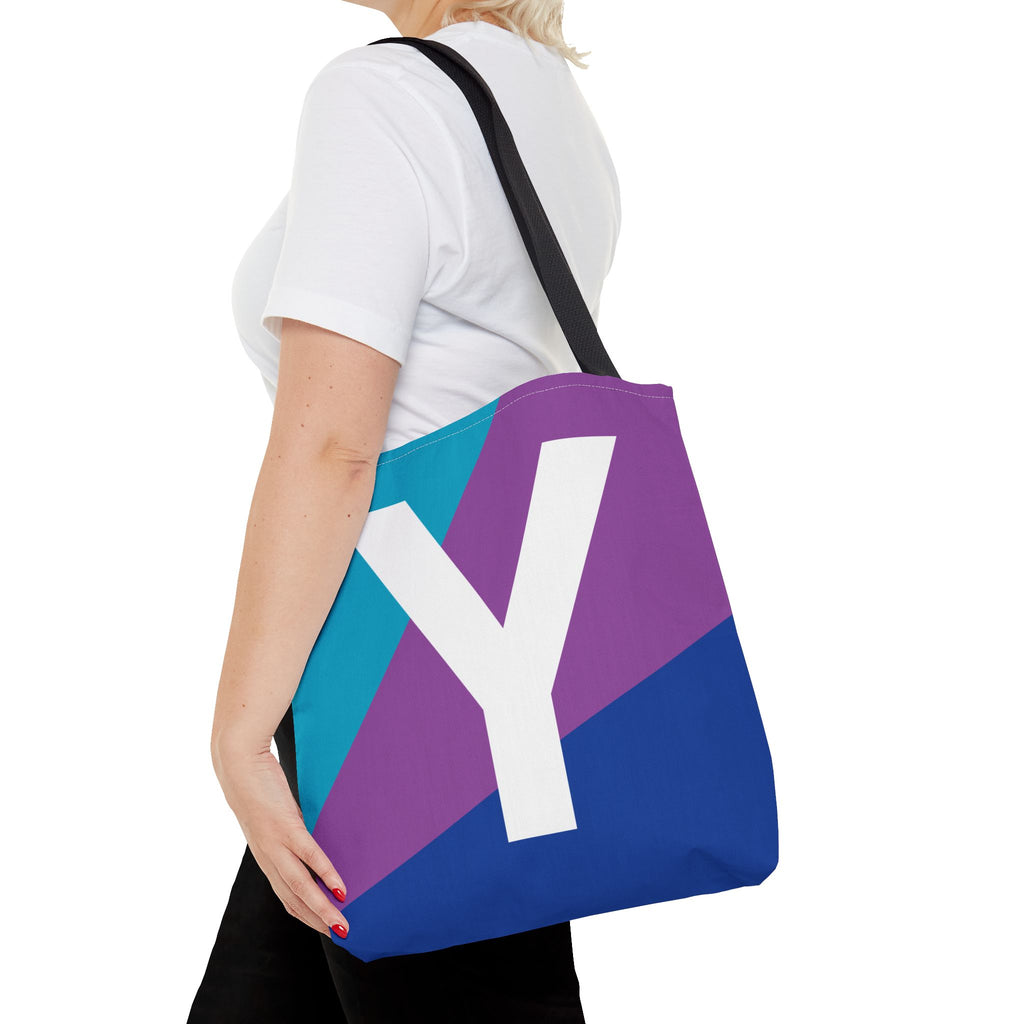 Monogram 'Y' Colorblock Tote Bag — Personalized Initial Y Shoulder Tote