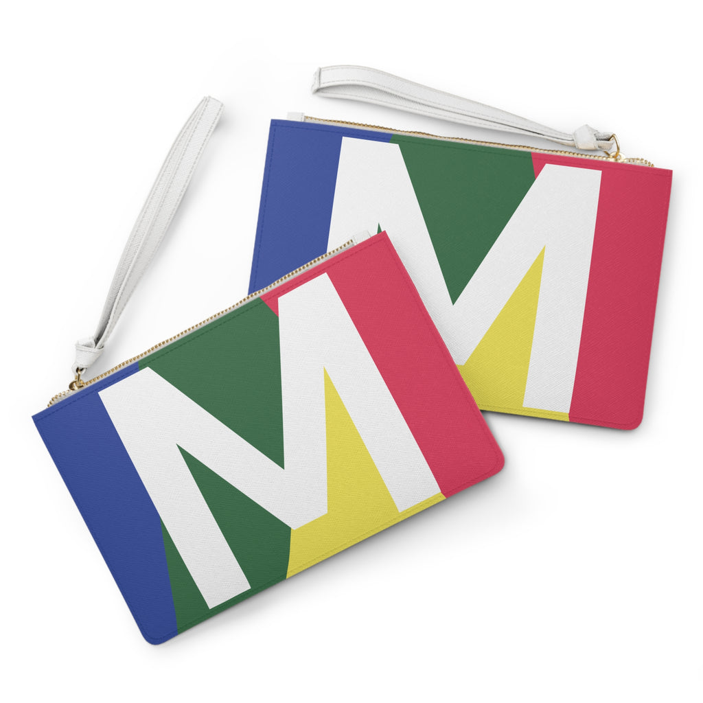Monogram 'M' Colorblock Clutch Bag — Bold Geometric Wristlet for Everyday & Gifts