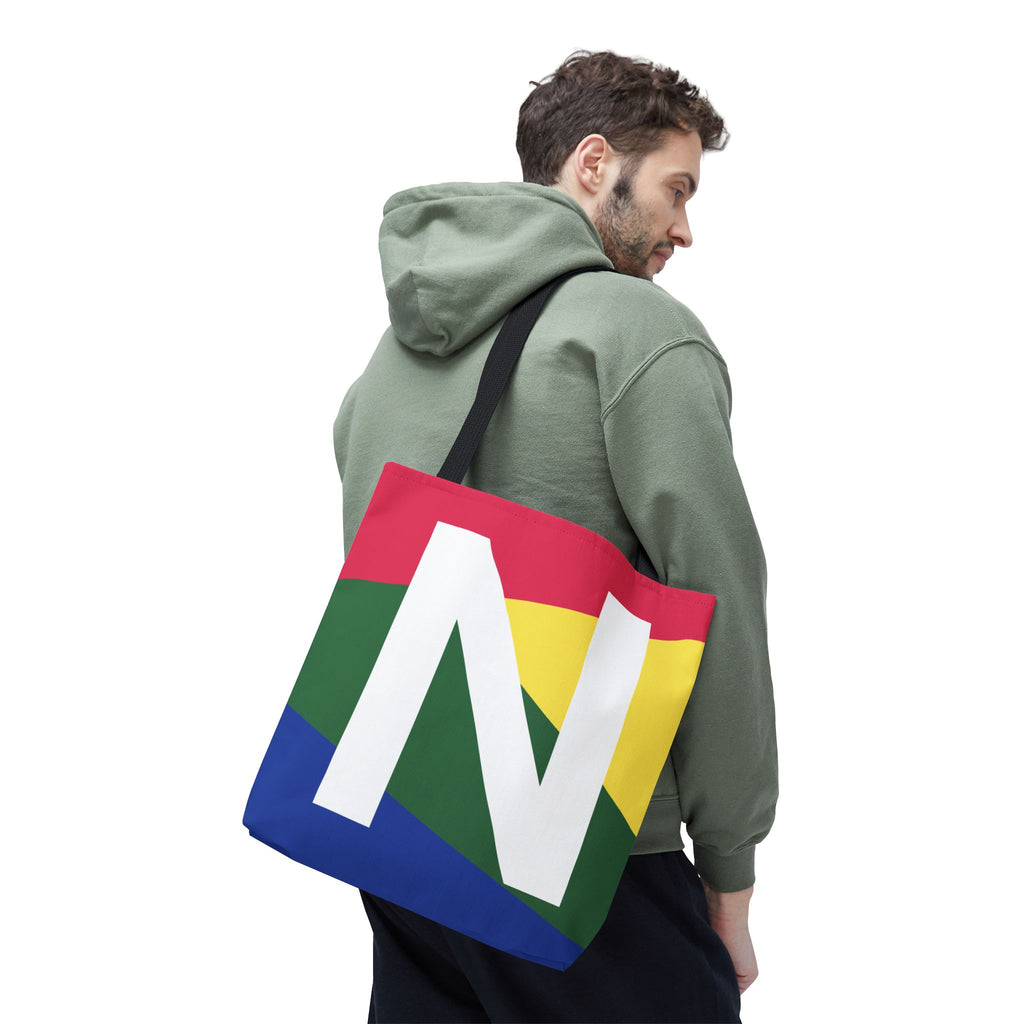 Monogram 'N' Colorblock Tote Bag — Personalized Initial N Shoulder Tote