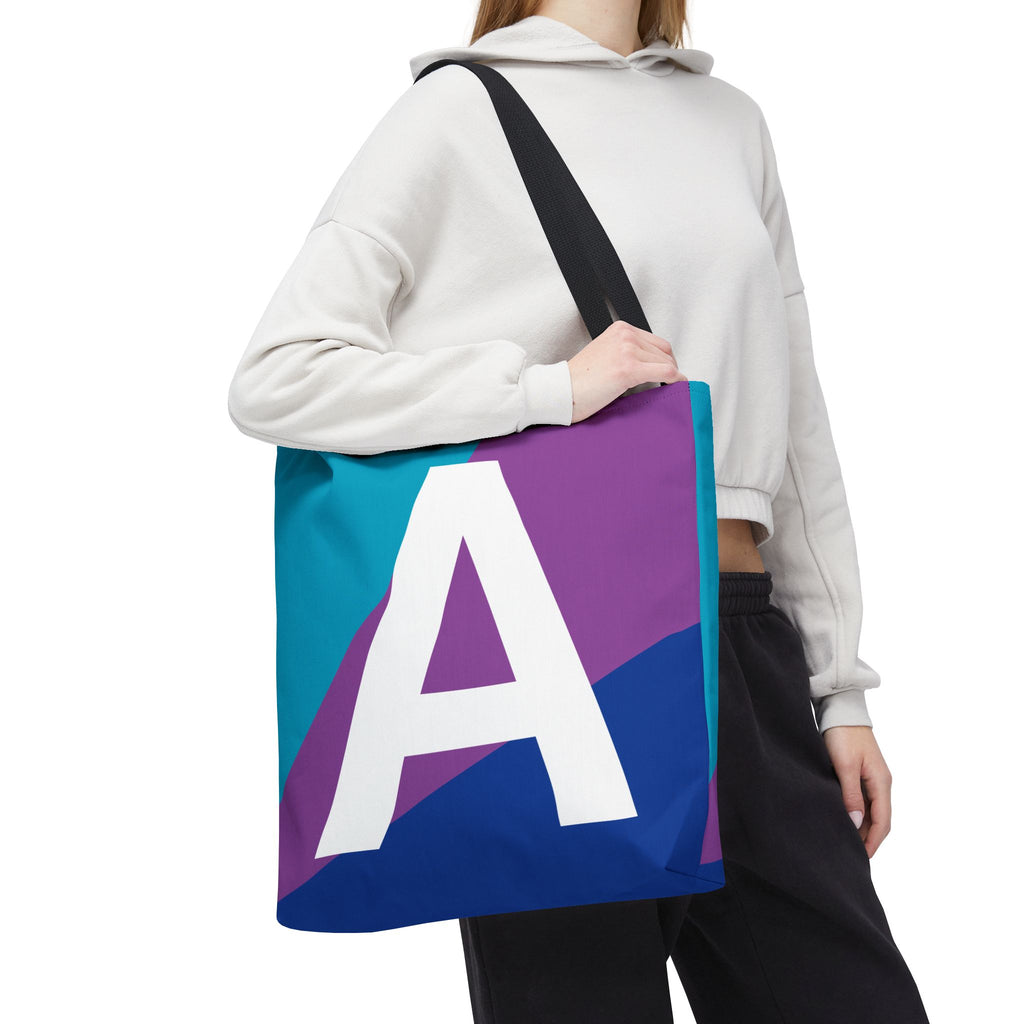 Monogram 'A' Colorblock Tote Bag — Personalized Initial A Shoulder Tote
