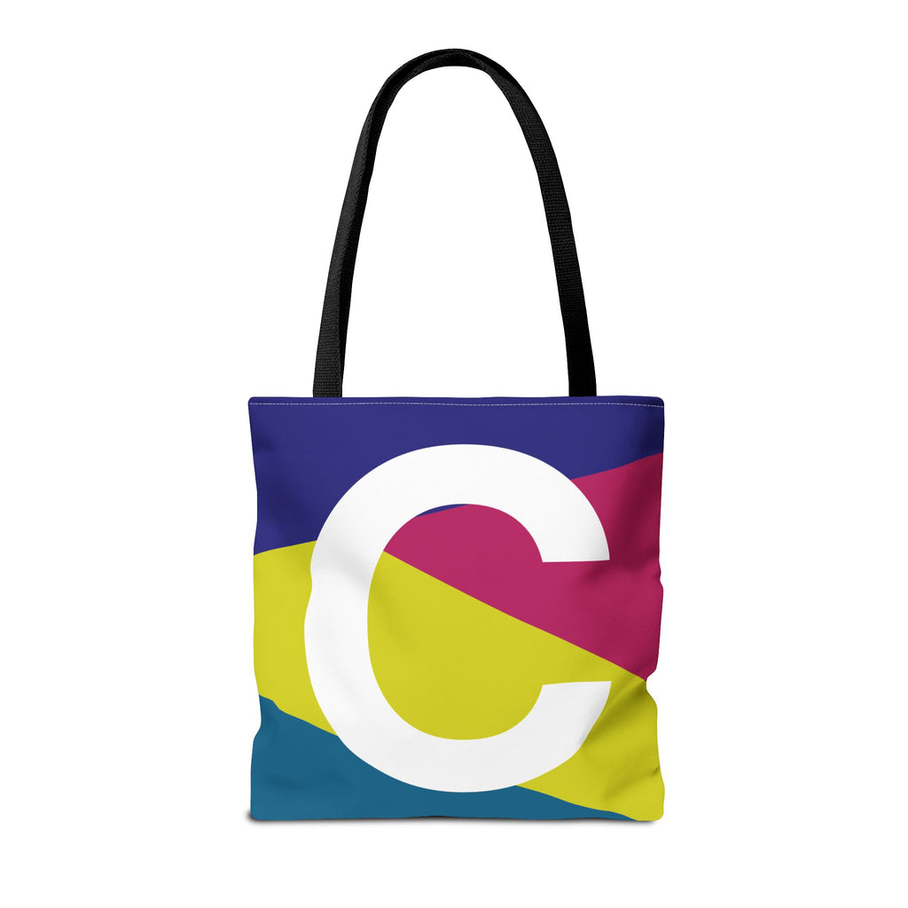 Monogram 'C' Colorblock Tote Bag — Personalized Initial C Shoulder Tote