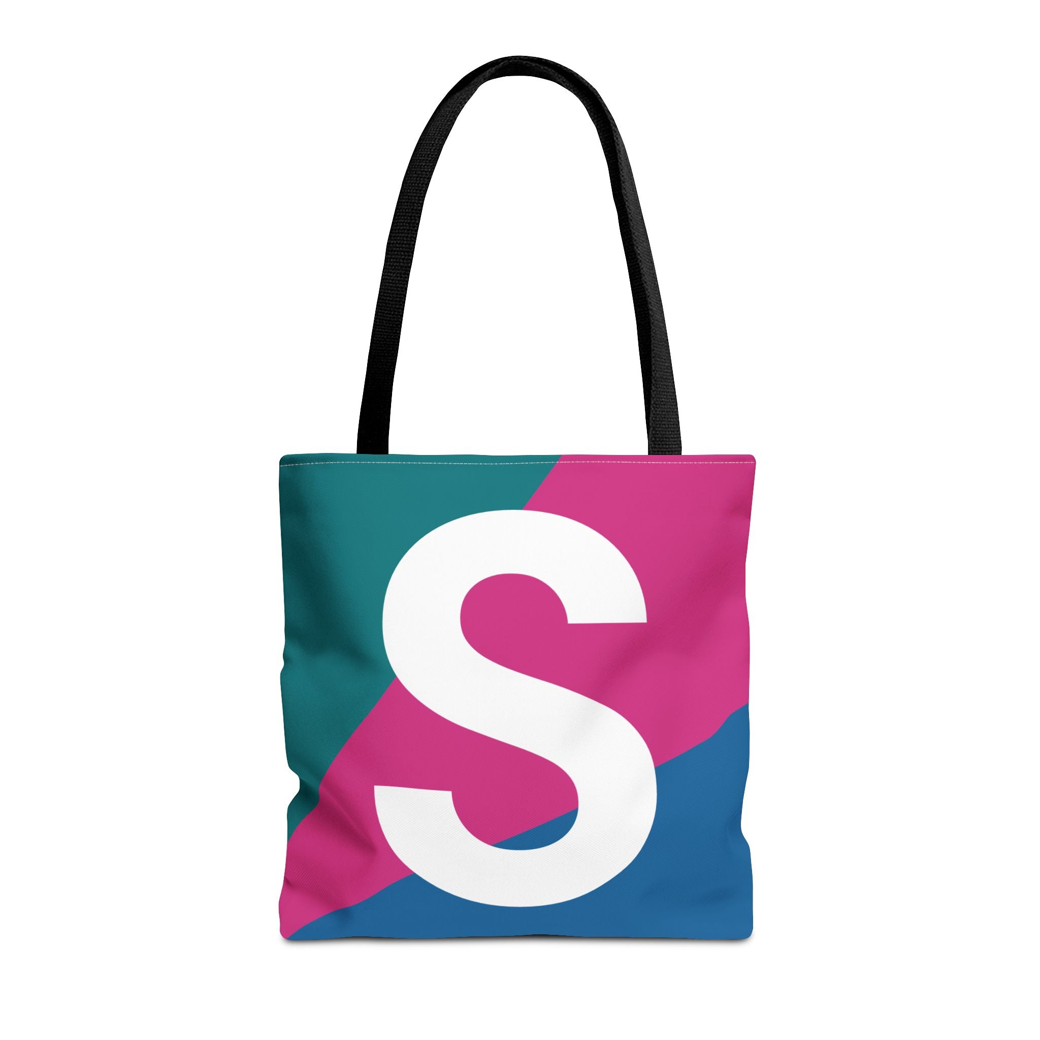 Monogram 'S' Colorblock Tote Bag — Personalized Initial S Shoulder Tote