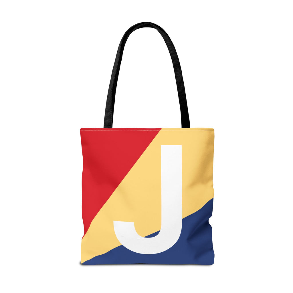 Monogram 'J' Colorblock Tote Bag — Personalized Initial J Shoulder Tote