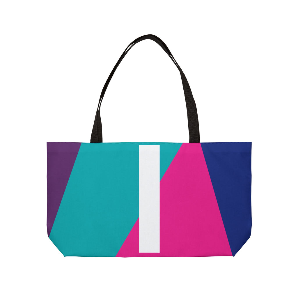 Personalized 'I' Colorblock Tote Bag — Monogram Weekender Tote