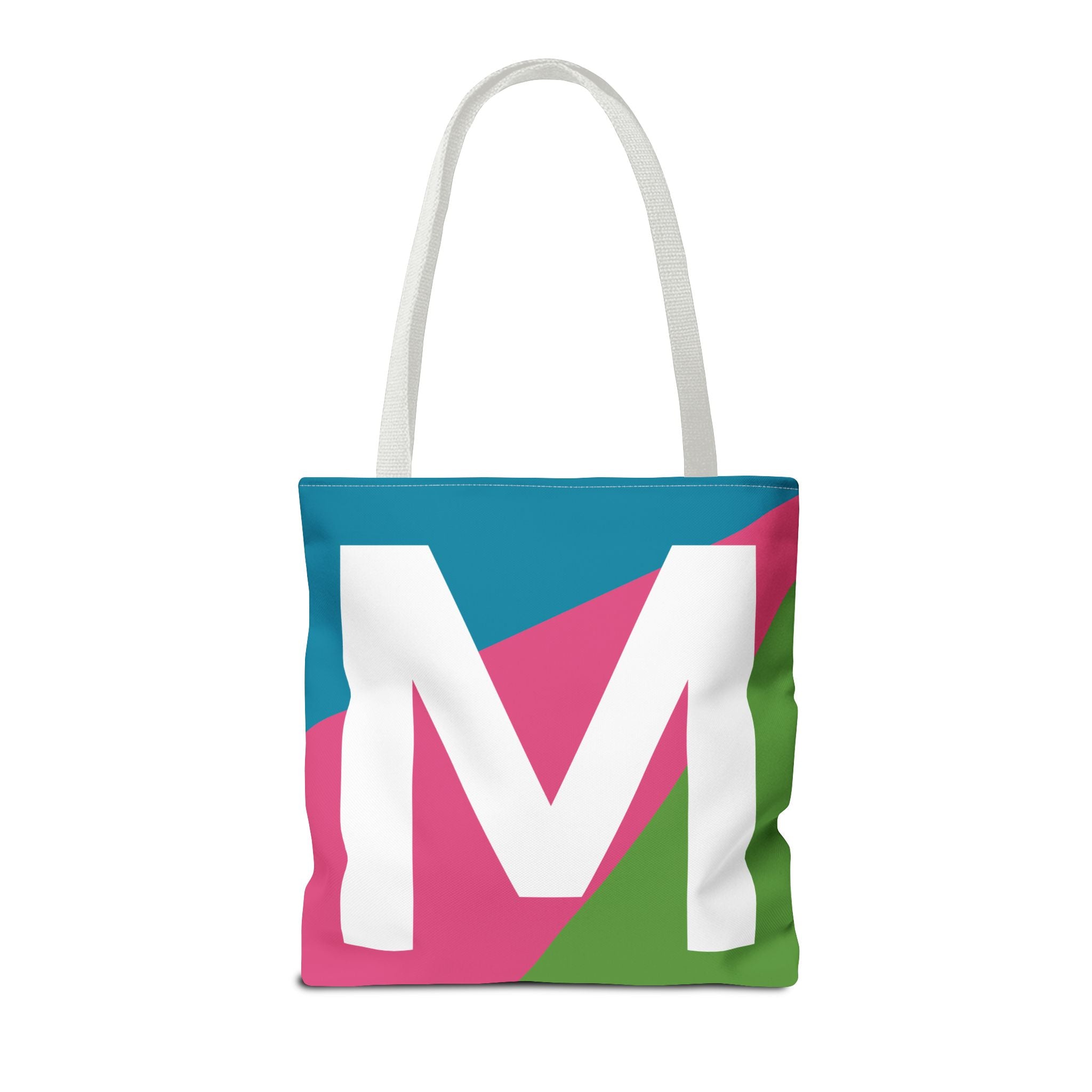 Monogram 'M' Colorblock Tote Bag — Personalized Initial M Shoulder Tote