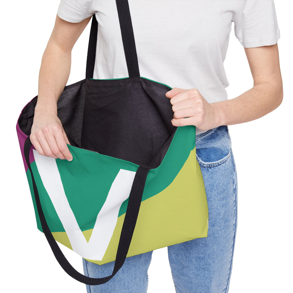 Personalized 'V' Colorblock Tote Bag — Monogram Weekender Tote