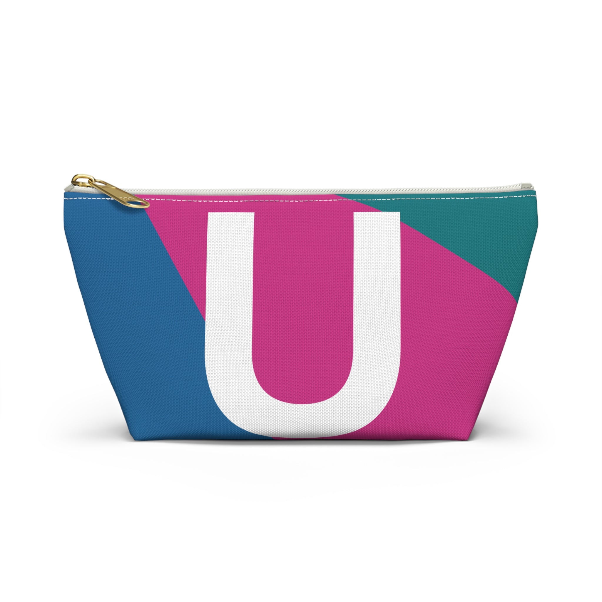 Initials Colorblock Accessory Pouch — Monogram U T-Bottom Cosmetic Bag