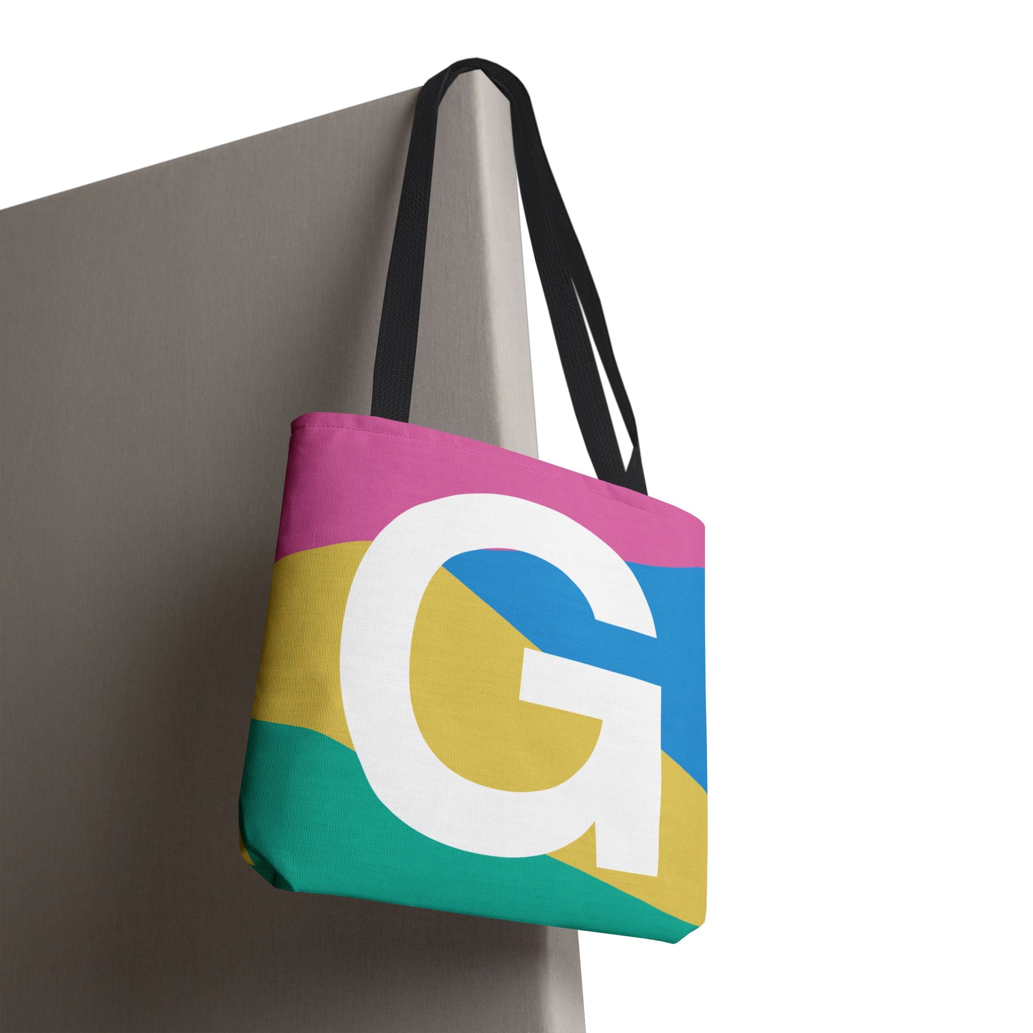 Monogram 'G' Colorblock Tote Bag — Personalized Initial G Shoulder Tote