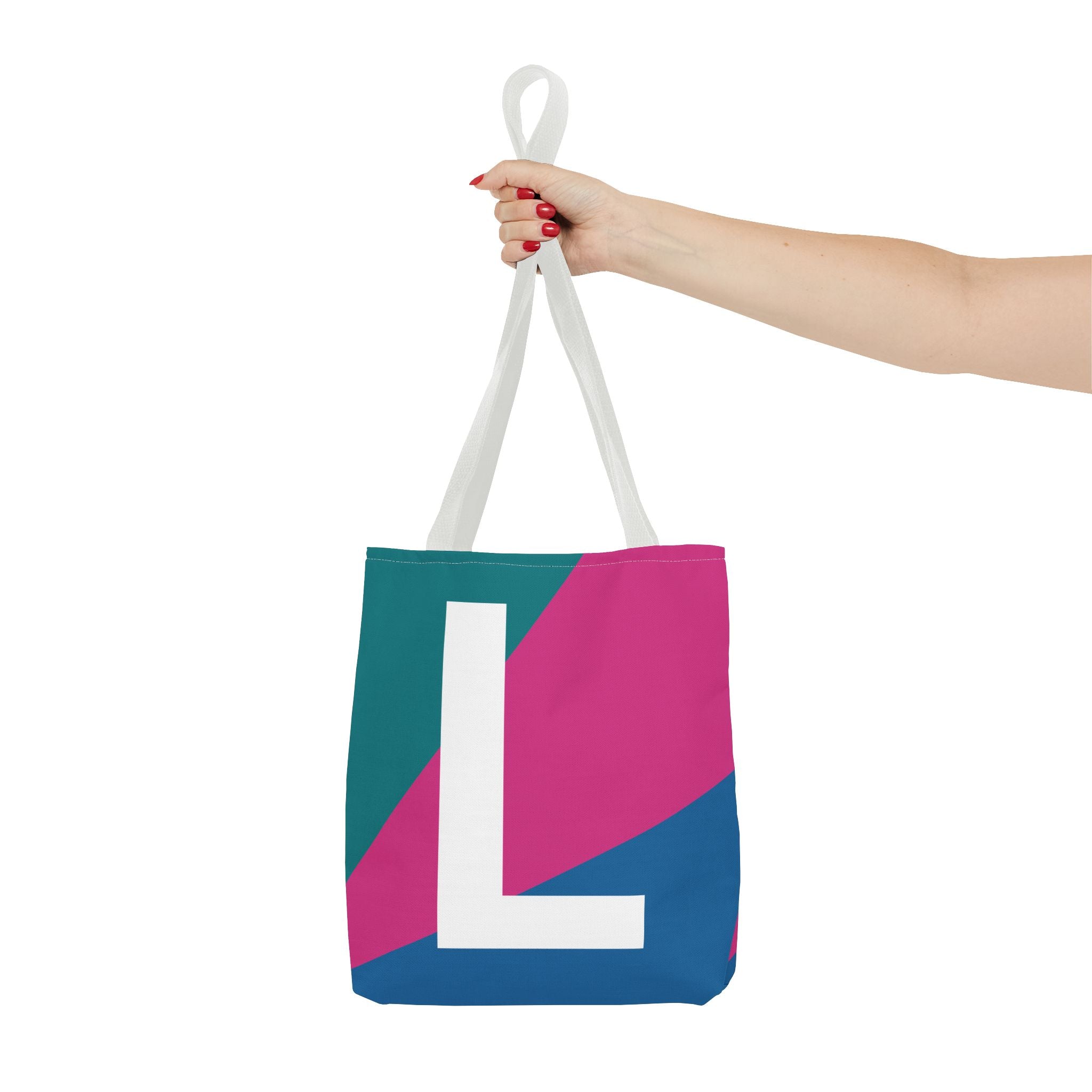 Monogram 'L' Colorblock Tote Bag — Personalized Initial L Shoulder Tote