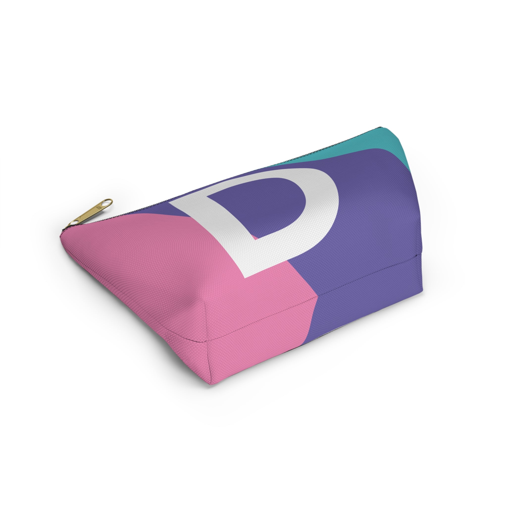 Initials Colorblock Accessory Pouch — Monogram D T-Bottom Cosmetic Bag