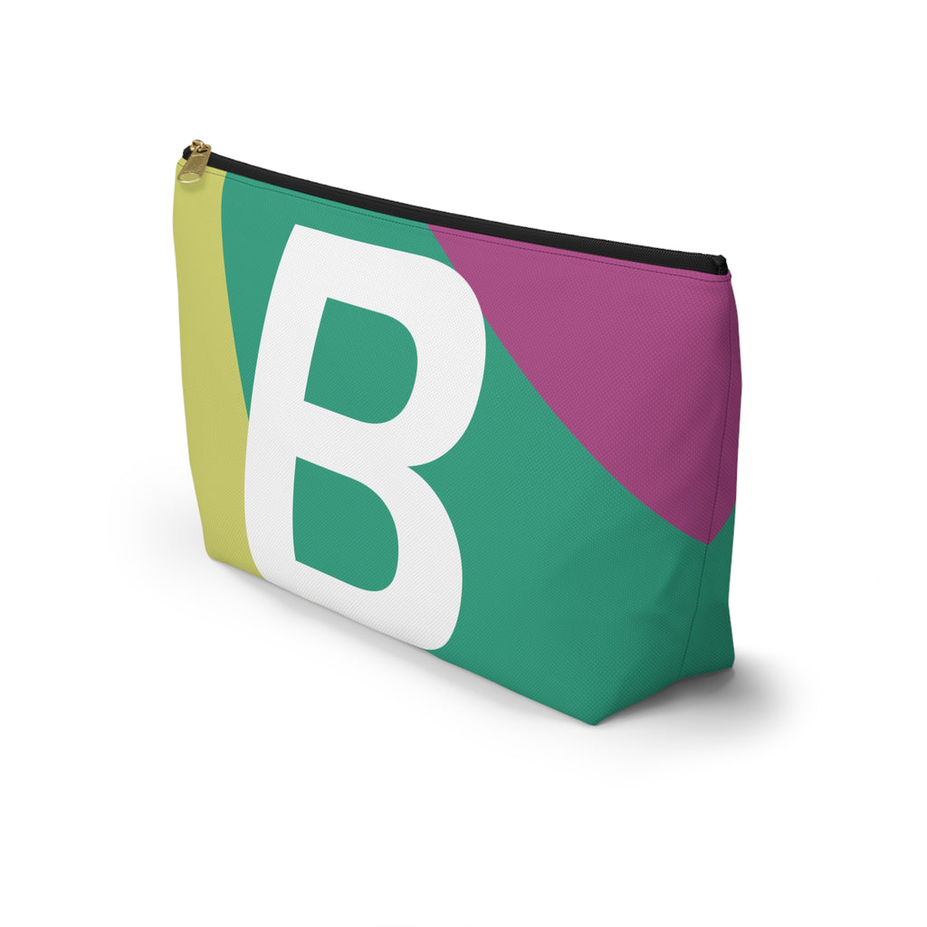 Initials Colorblock Accessory Pouch — Monogram B T-Bottom Cosmetic Bag