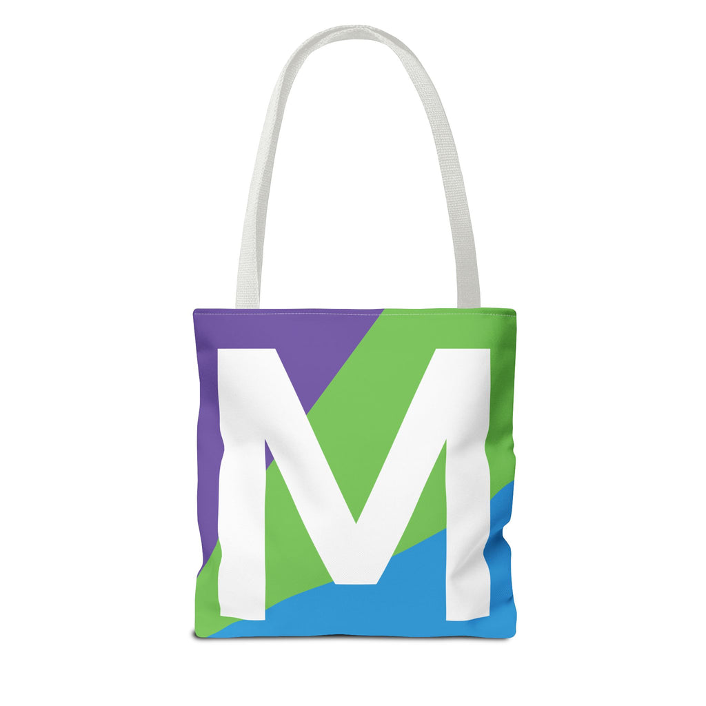 Monogram 'M' Colorblock Tote Bag — Personalized Initial M Shoulder Tote
