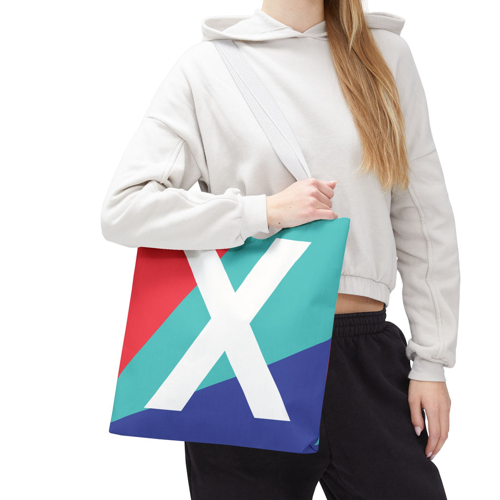 Monogram 'X' Colorblock Tote Bag — Personalized Initial X Shoulder Tote