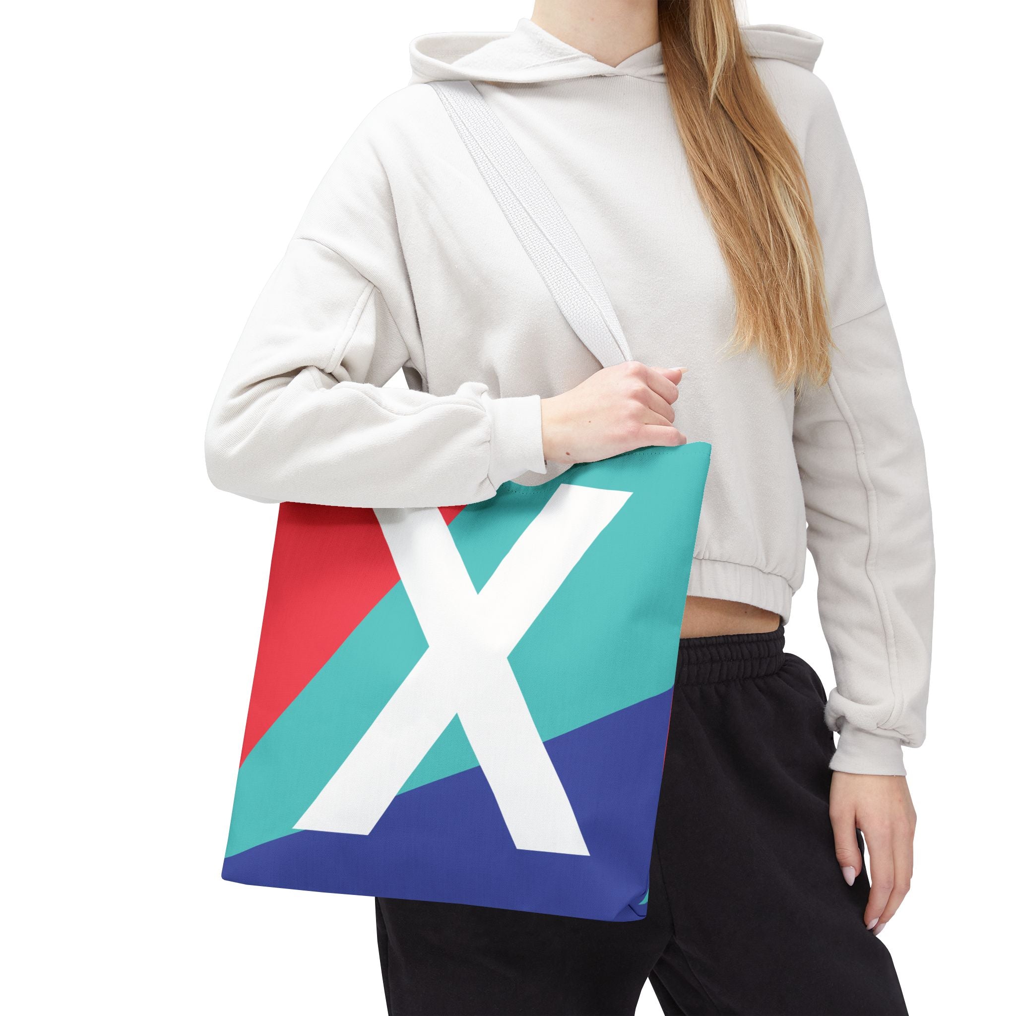 Monogram 'X' Colorblock Tote Bag — Personalized Initial X Shoulder Tote