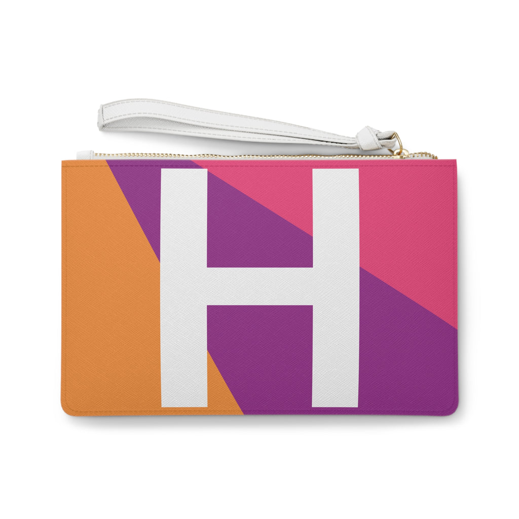 Monogram 'H' Colorblock Clutch Bag — Bold Geometric Wristlet for Everyday & Gifts