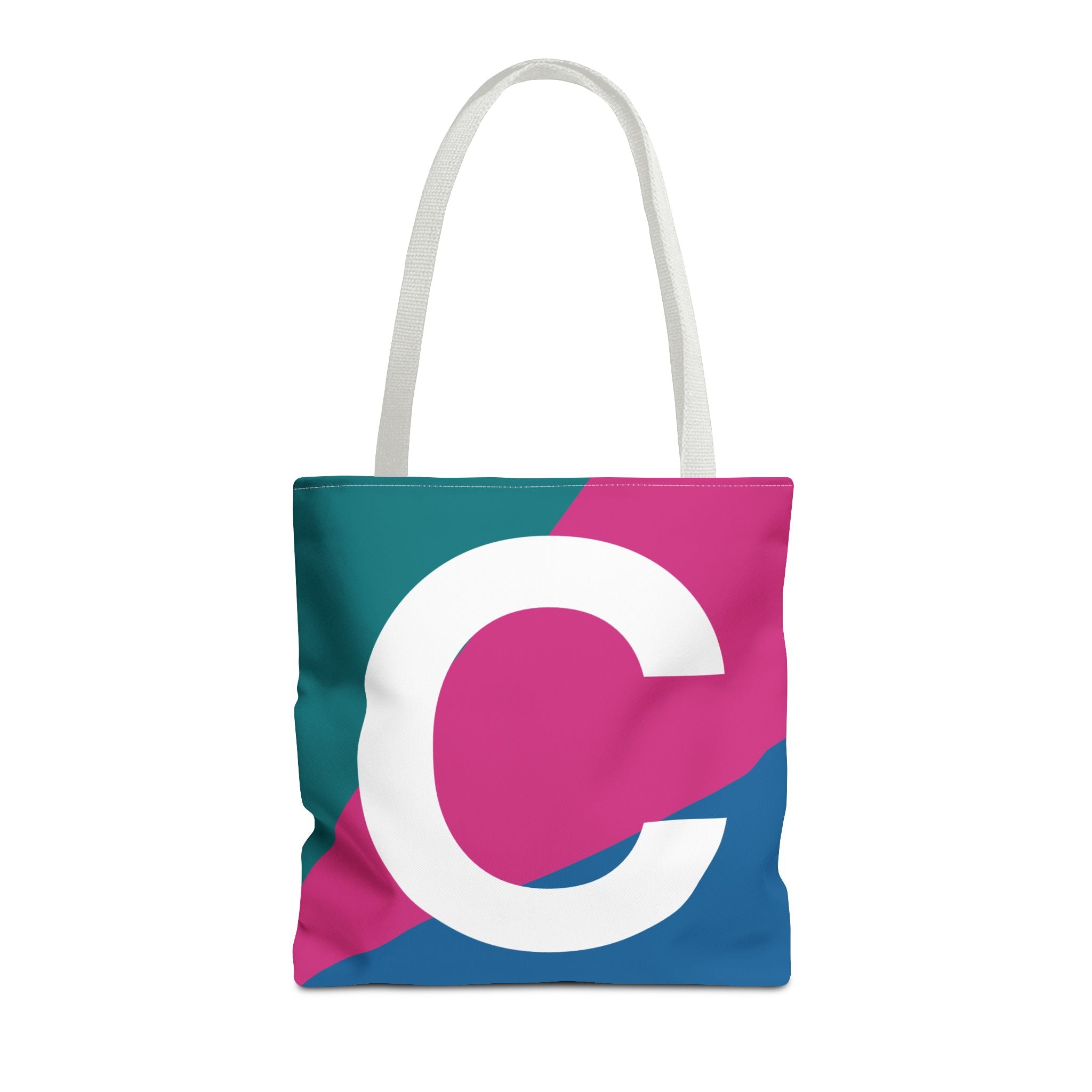 Monogram 'C' Colorblock Tote Bag — Personalized Initial C Shoulder Tote