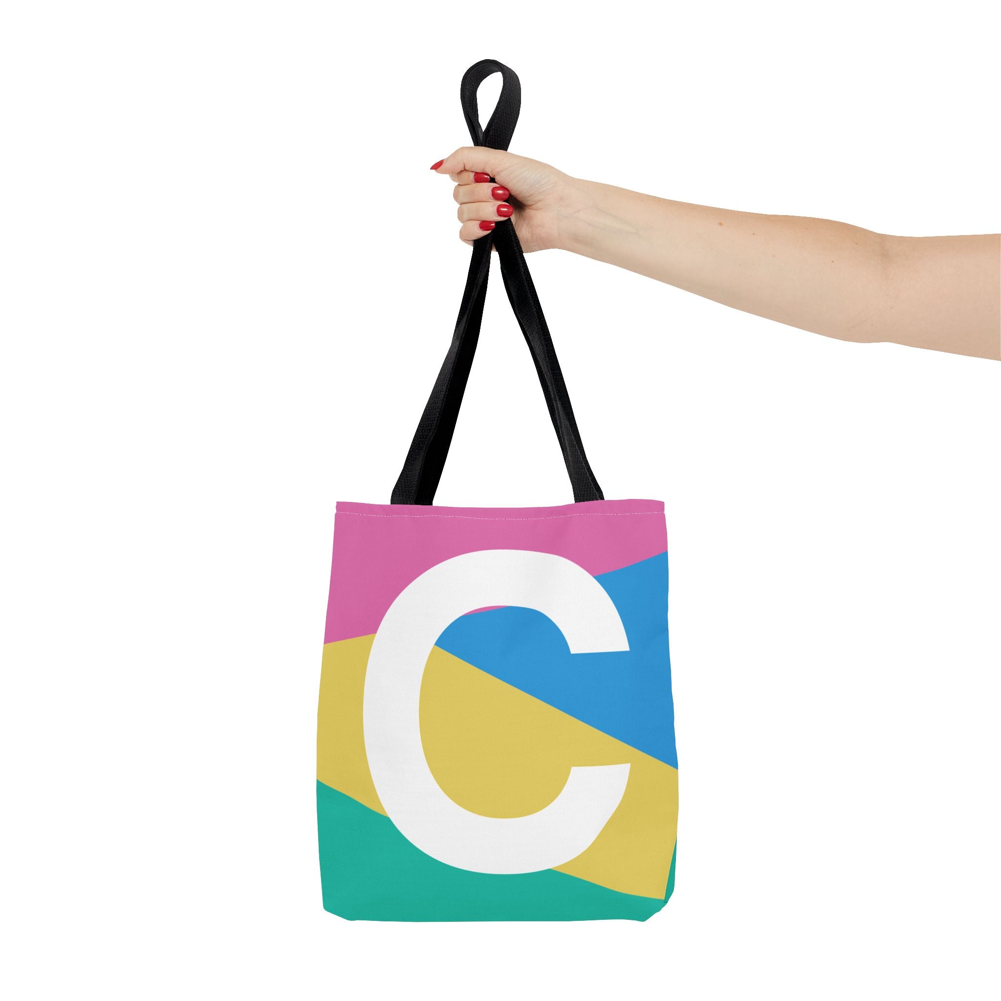 Monogram 'C' Colorblock Tote Bag — Personalized Initial C Shoulder Tote