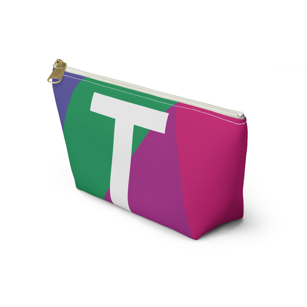 Initials Colorblock Accessory Pouch — Monogram T T-Bottom Cosmetic Bag