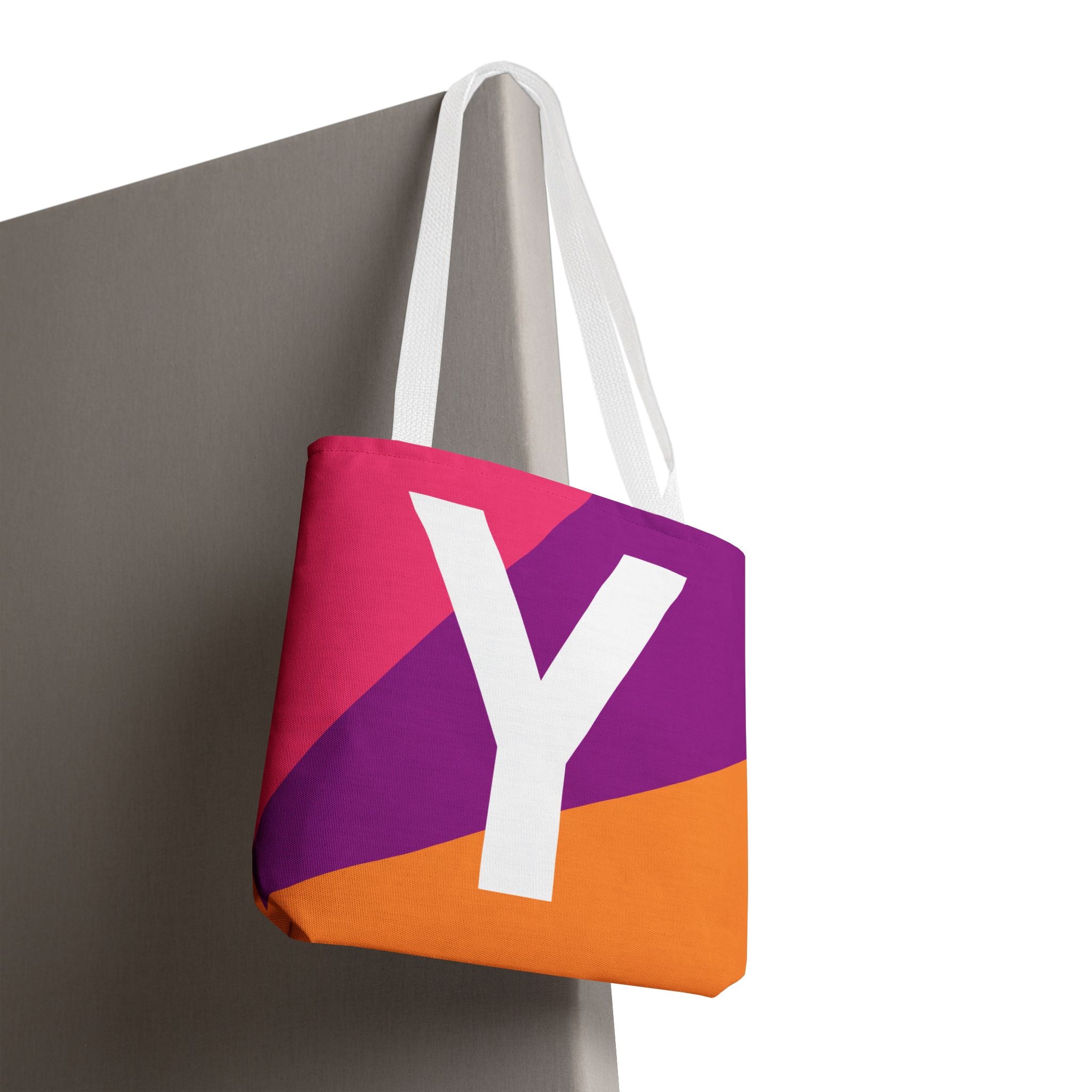 Monogram 'Y' Colorblock Tote Bag — Personalized Initial Y Shoulder Tote