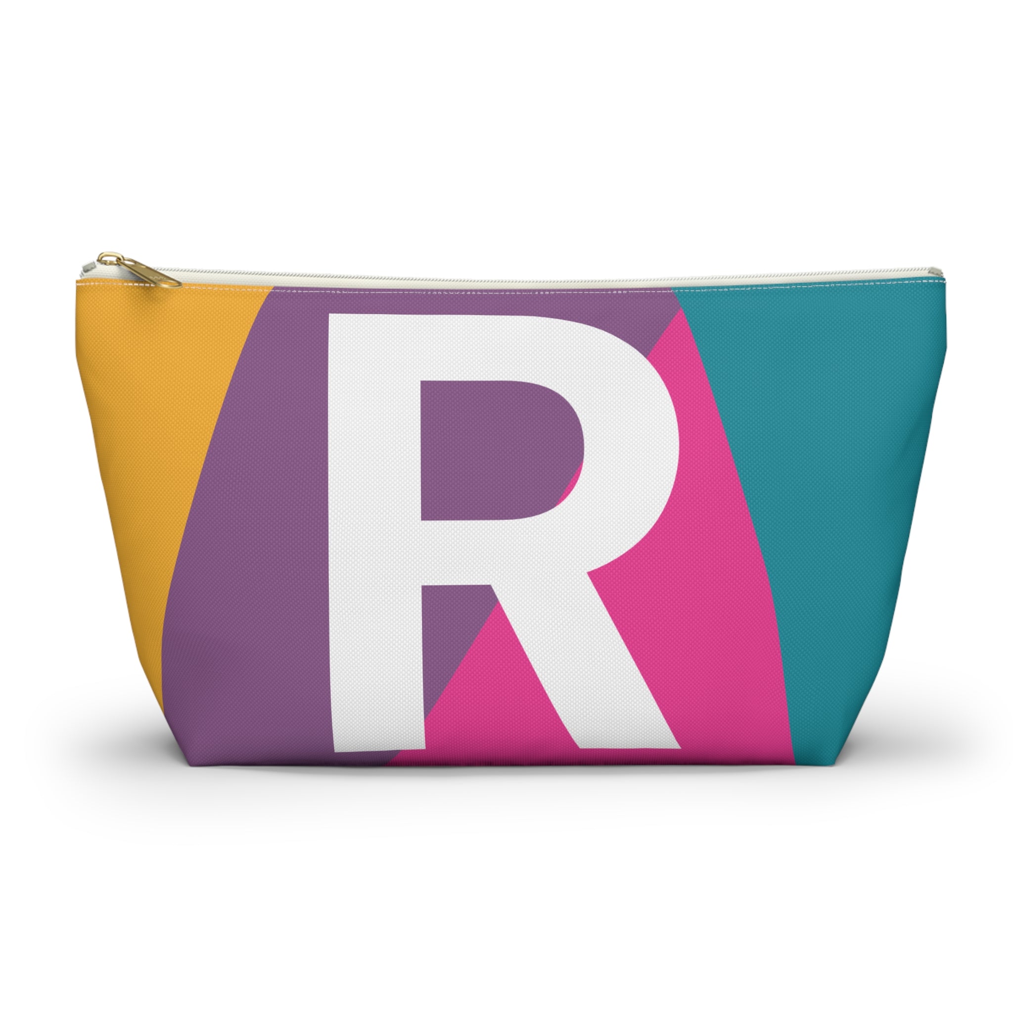 Initials Colorblock Accessory Pouch — Monogram R T-Bottom Cosmetic Bag