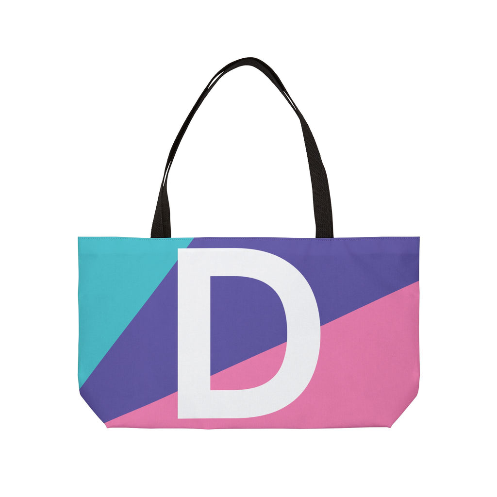 Personalized 'D' Colorblock Tote Bag — Monogram Weekender Tote