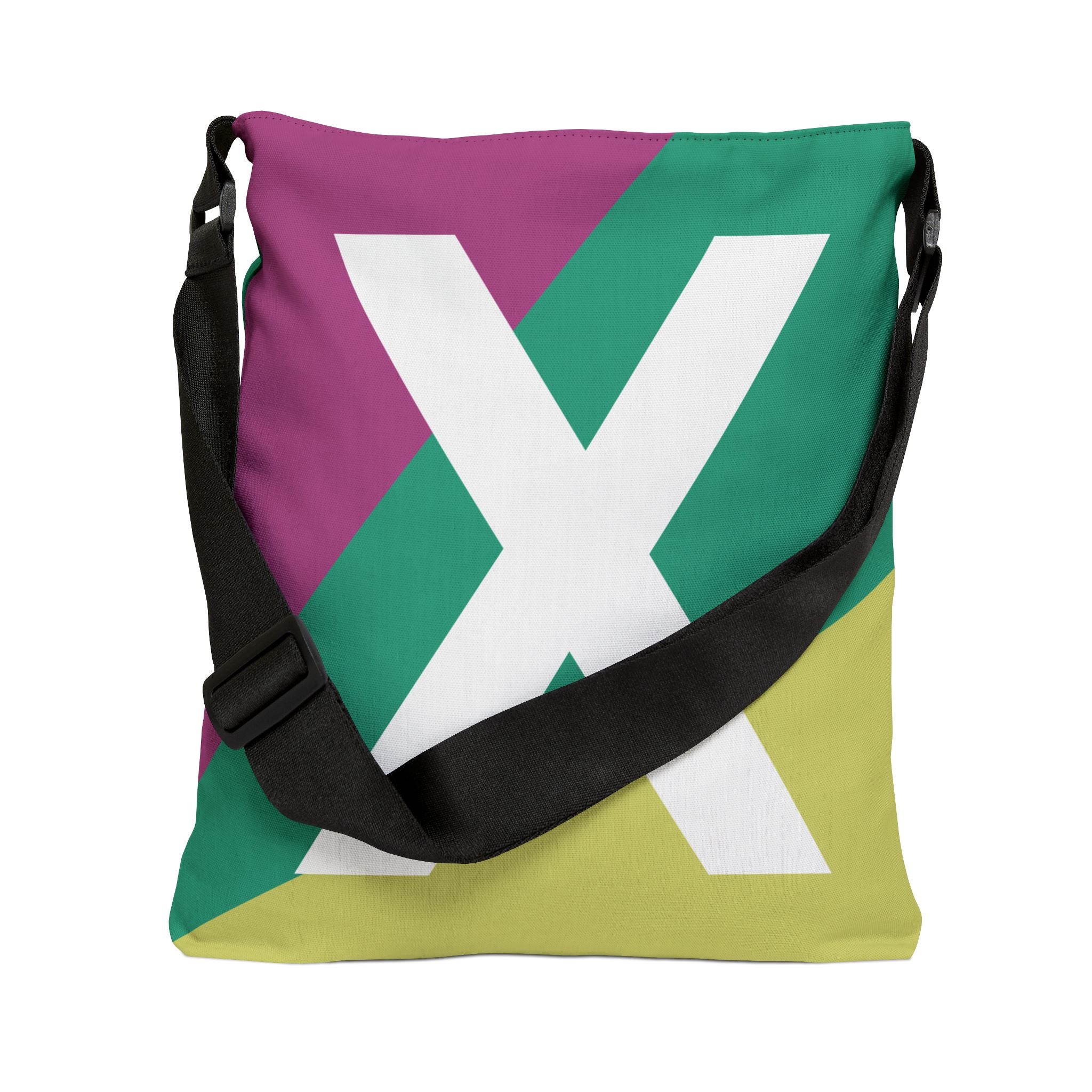 Initial Letter 'X' Colorblock Adjustable Tote Bag — Monogram Alphabet Shoulder Bag