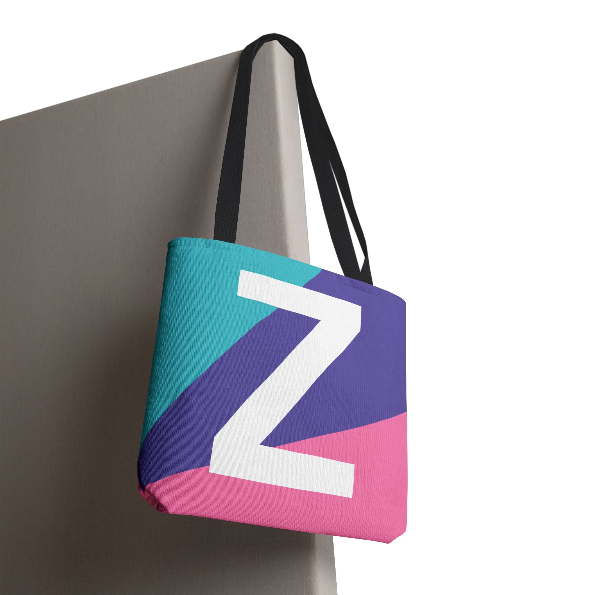 Monogram 'Z' Colorblock Tote Bag — Personalized Initial Z Shoulder Tote