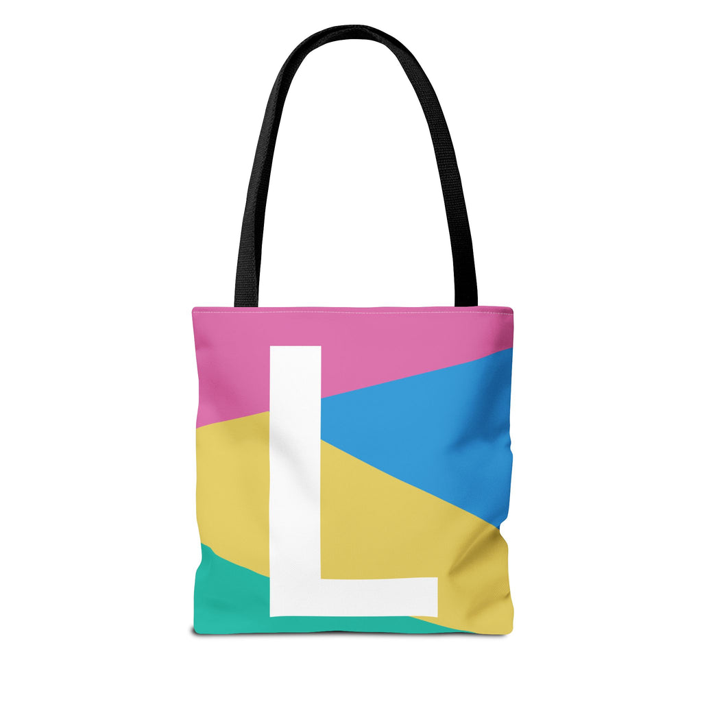 Monogram 'L' Colorblock Tote Bag — Personalized Initial L Shoulder Tote