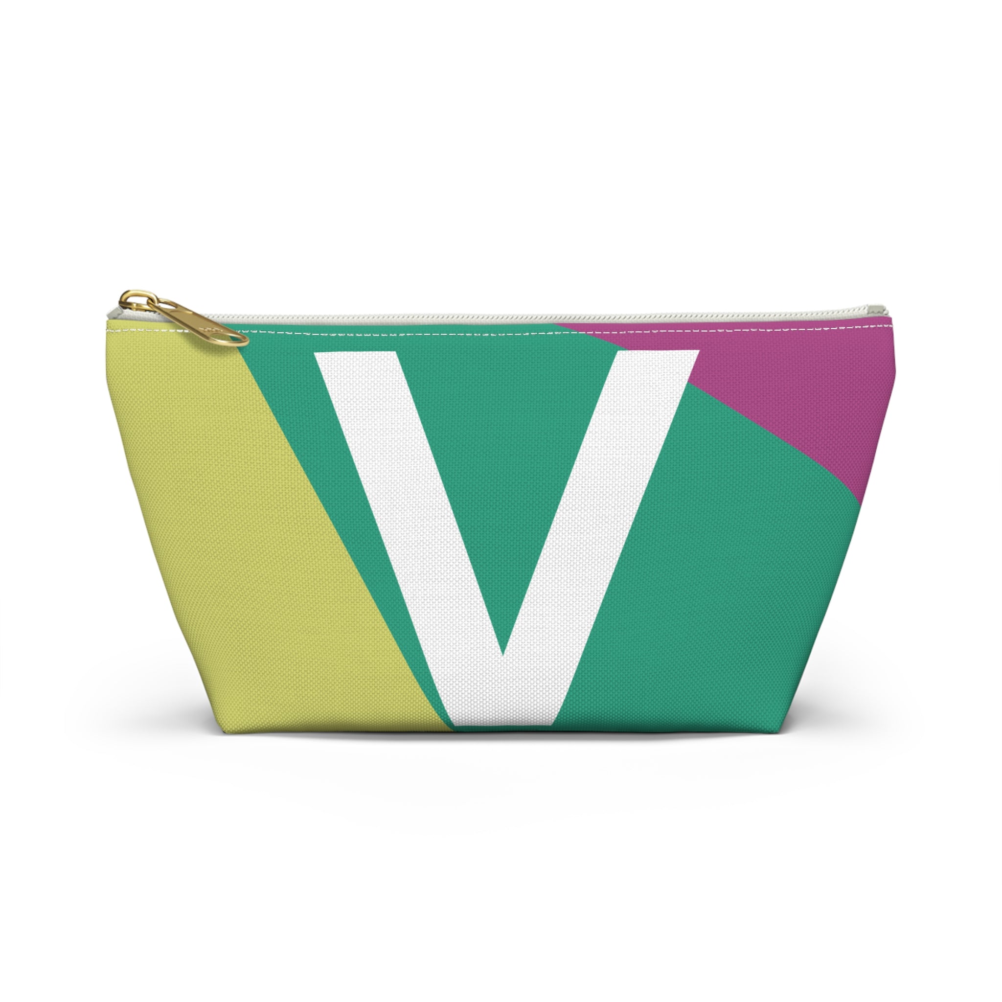 Initials Colorblock Accessory Pouch — Monogram V T-Bottom Cosmetic Bag