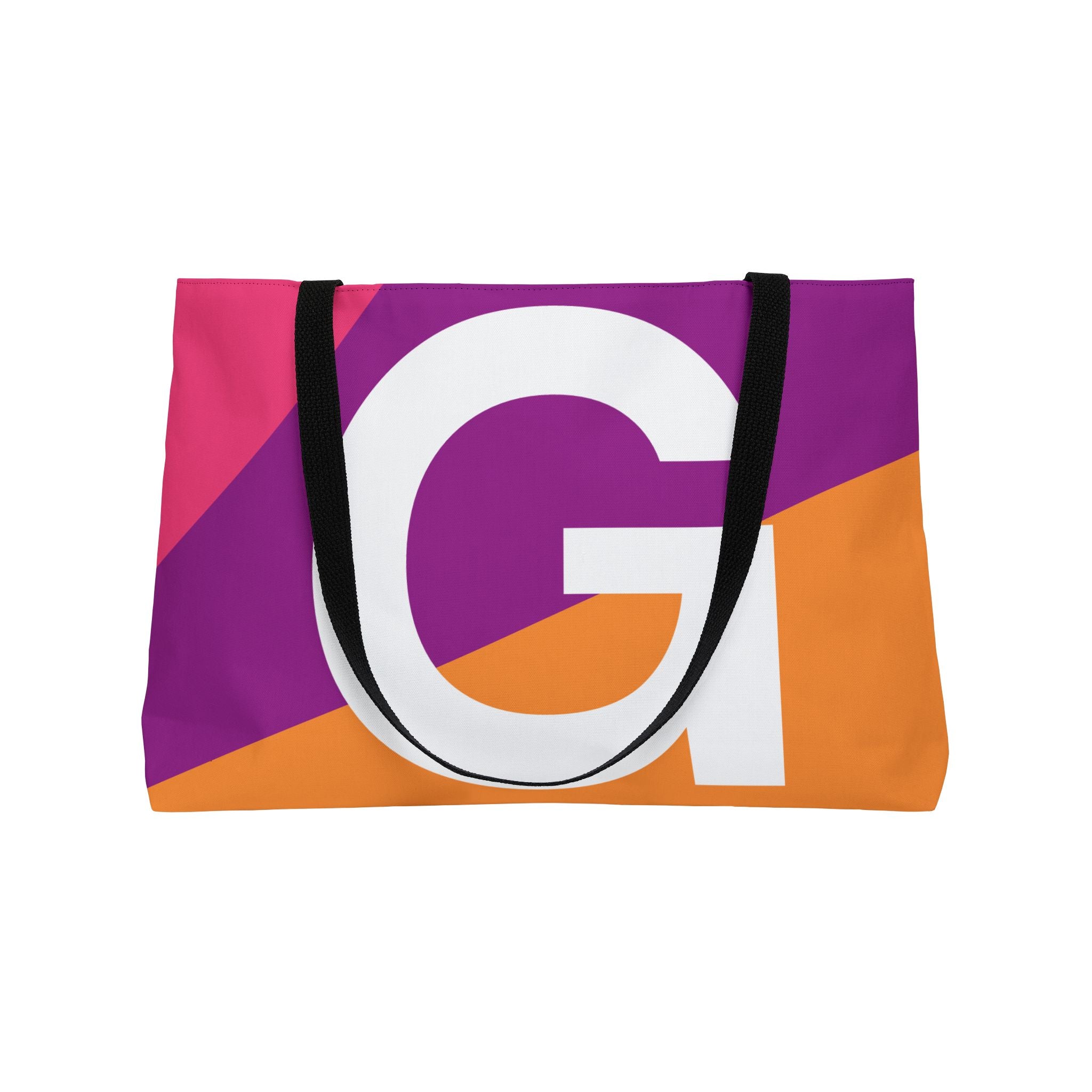 Personalized 'G' Colorblock Tote Bag — Monogram Weekender Tote