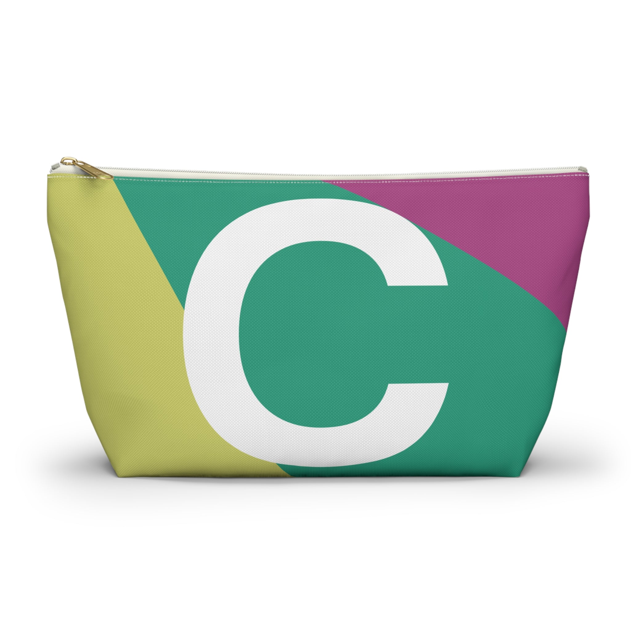Initials Colorblock Accessory Pouch — Monogram C T-Bottom Cosmetic Bag
