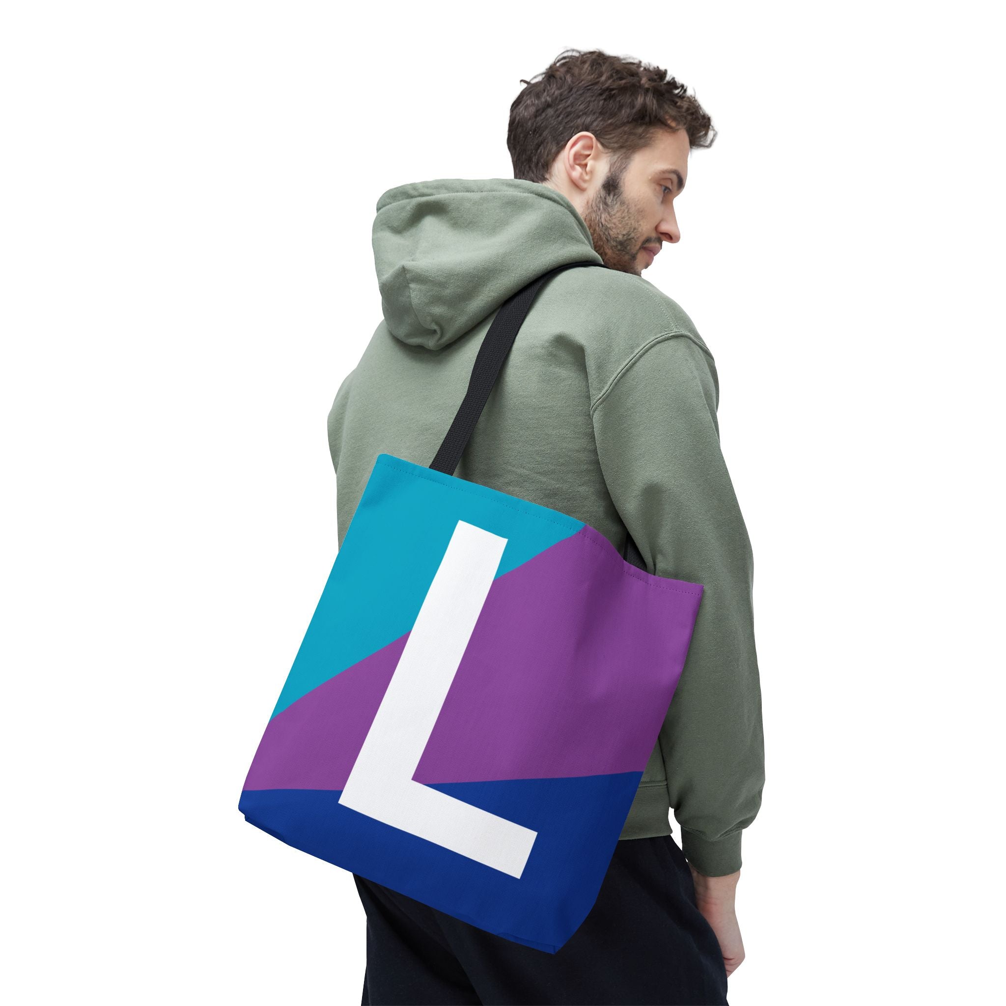 Monogram 'L' Colorblock Tote Bag — Personalized Initial L Shoulder Tote