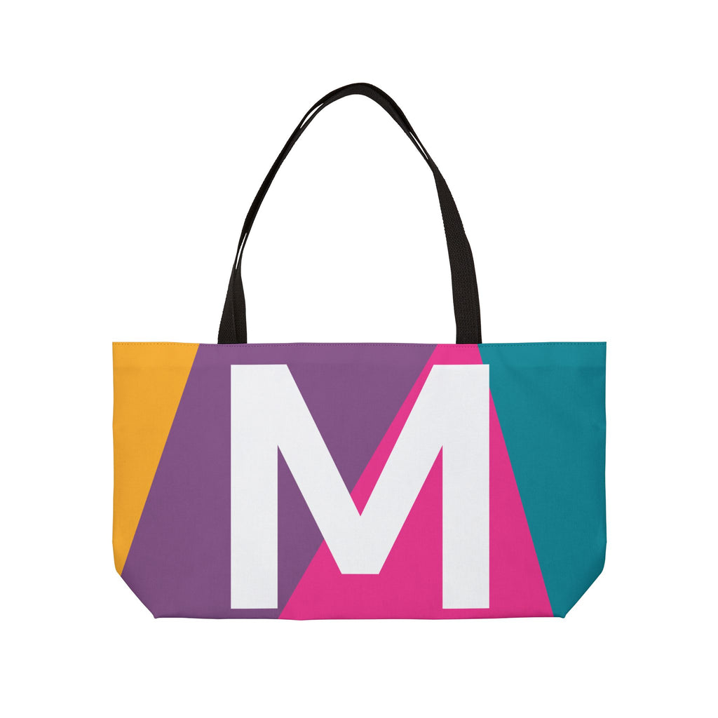 Personalized 'M' Colorblock Tote Bag — Monogram Weekender Tote